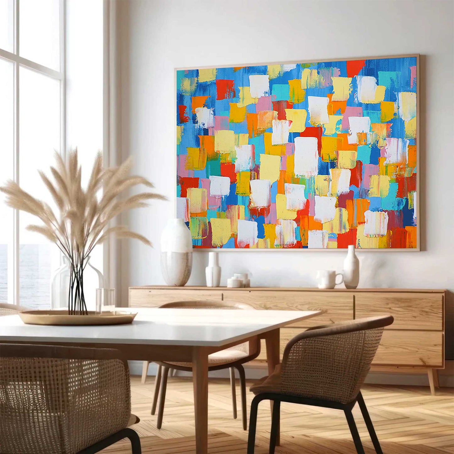 Urban Mosaic - Colorful Abstract Art Squares, Contemporary Canvas Painting