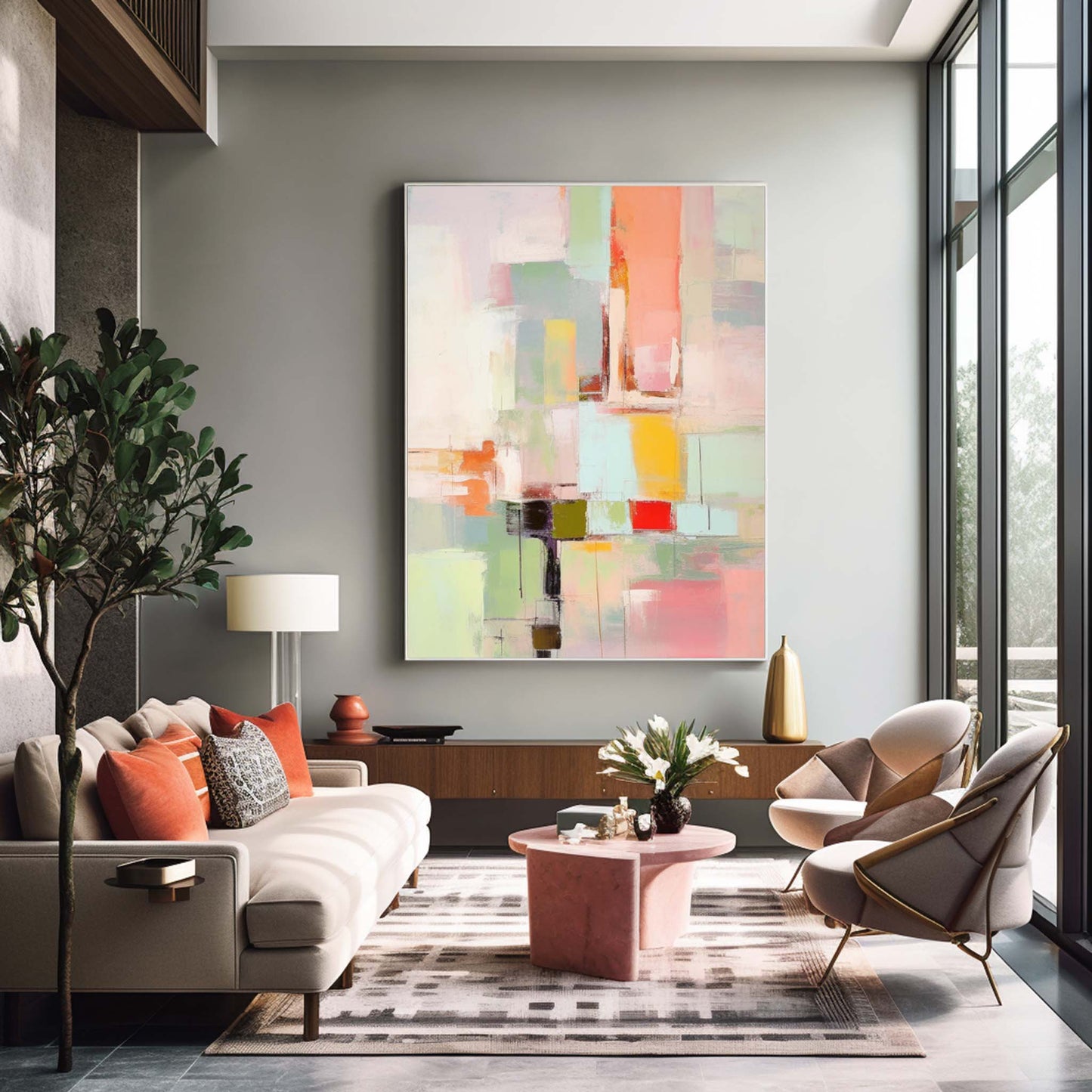 Ethereal City - Light Wall Art Pastel Abstract Canvas