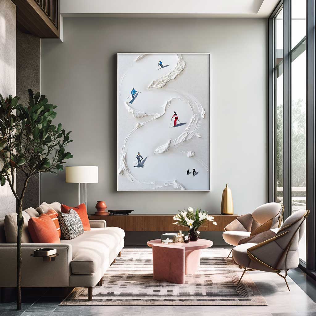 Downhill Fun - 3D Textured Ski Painting and Modern Ski Art