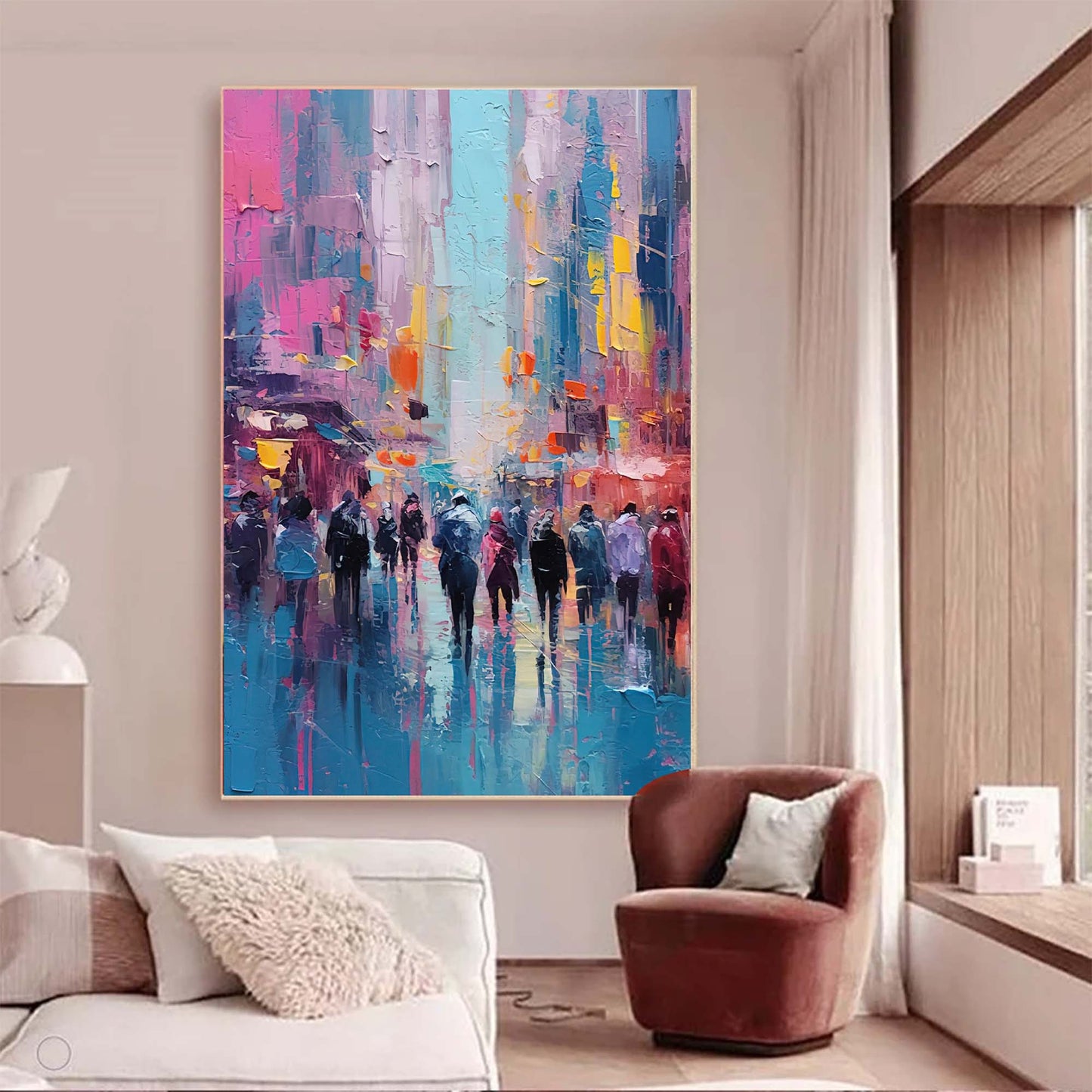 Rainy Metropolis - Cityscape Wall Art Colorful Abstract Canvas