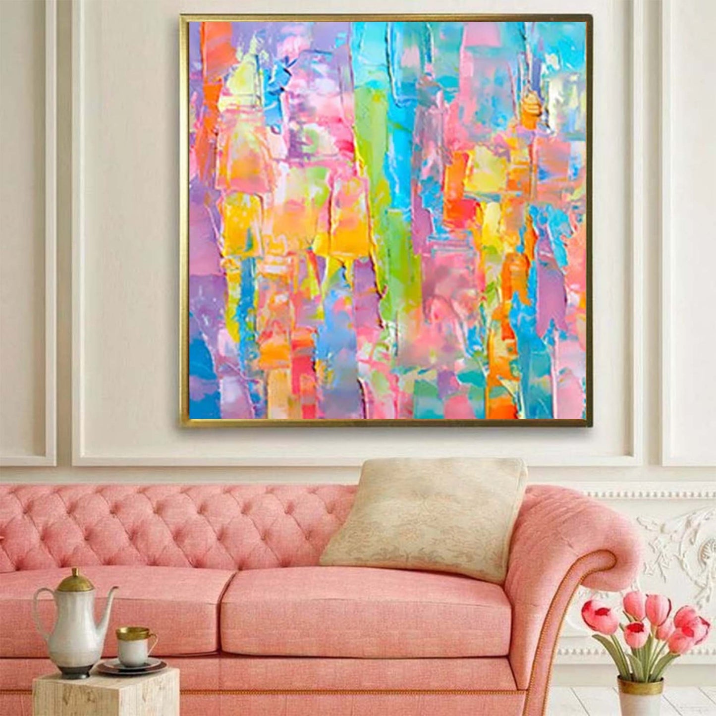 Spectrum Joy - Rainbow Wall Art Colorful Abstract Canvas Painting