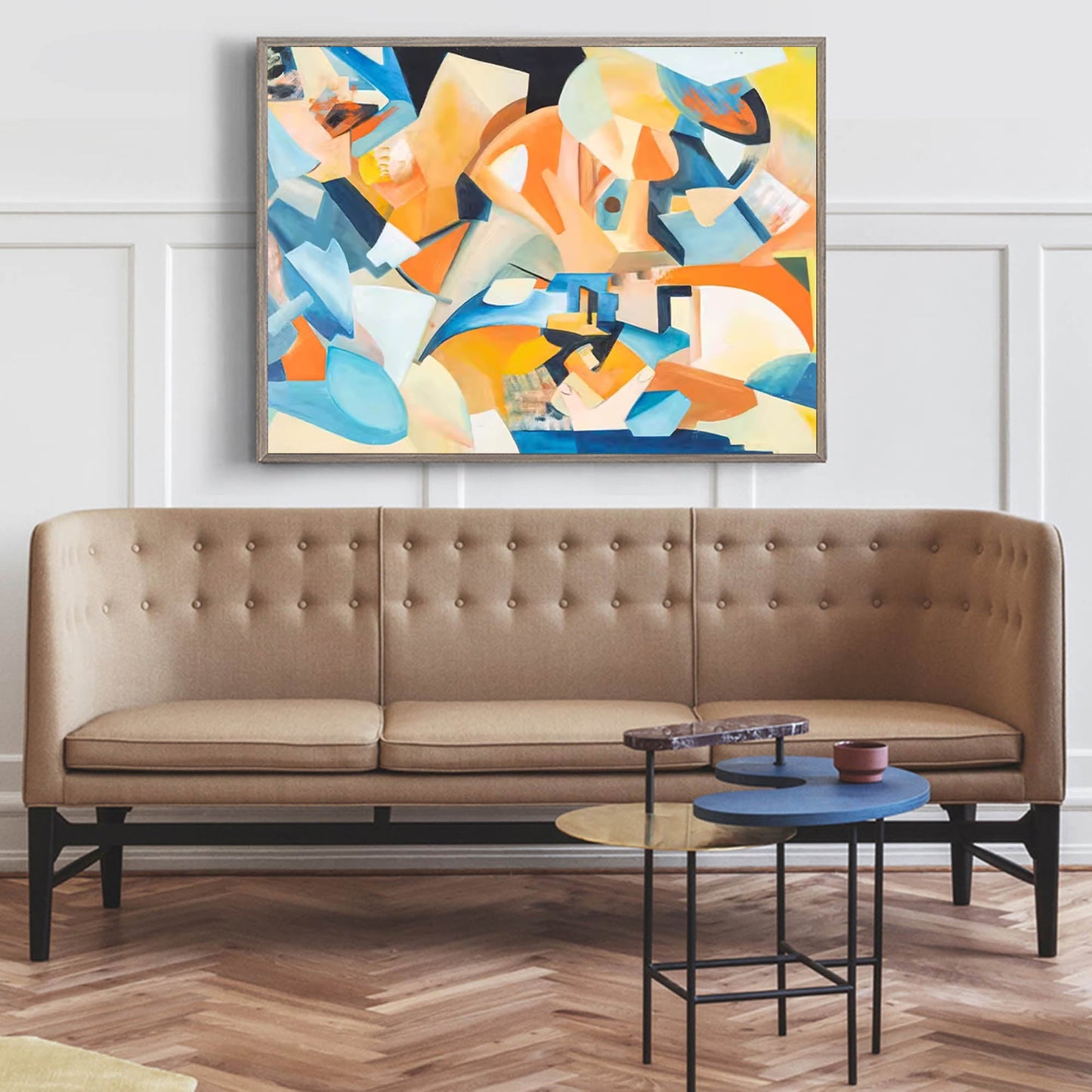 Geometric Energy - Modern Abstract Art Colorful Cubist Canvas