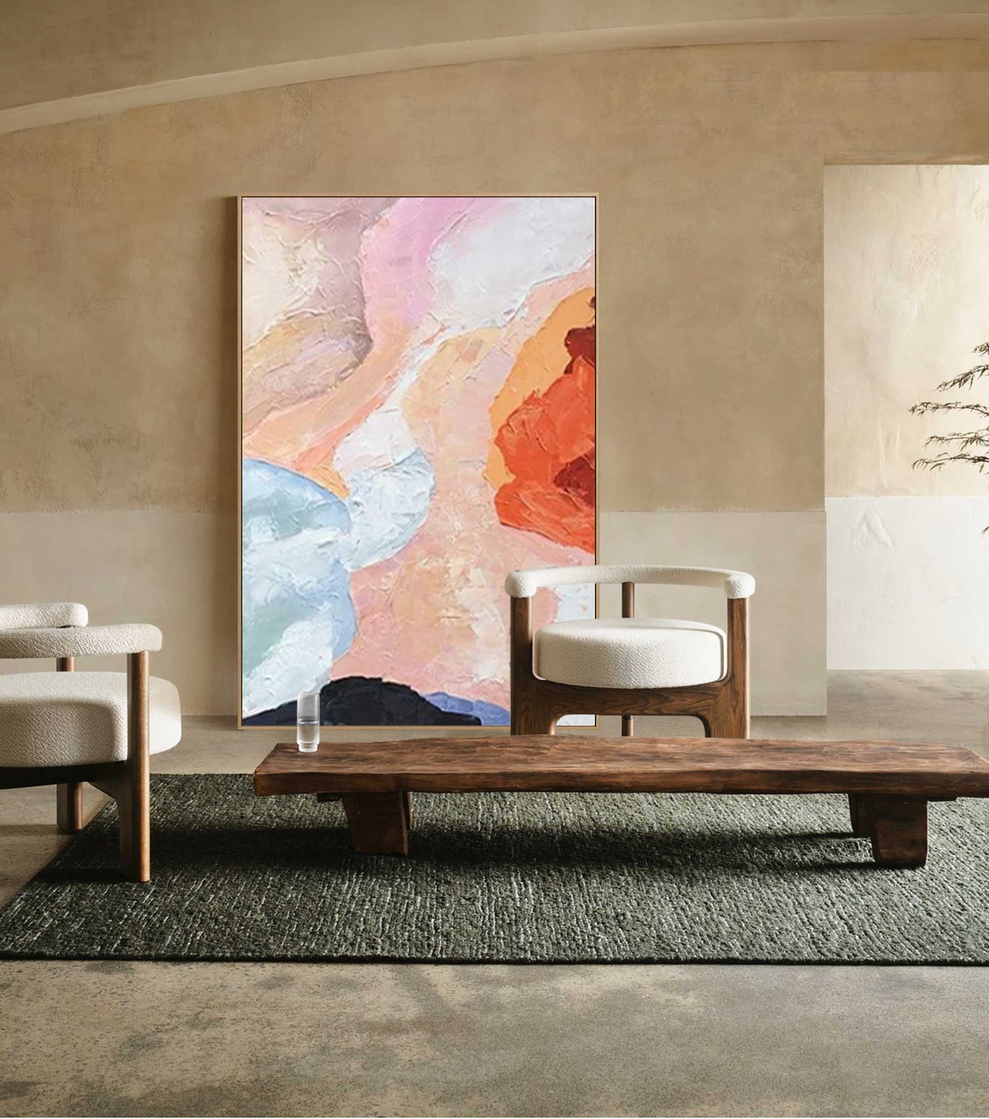 Canyon Bloom - Blush Pink Wall Art Textured Abstract Canvas