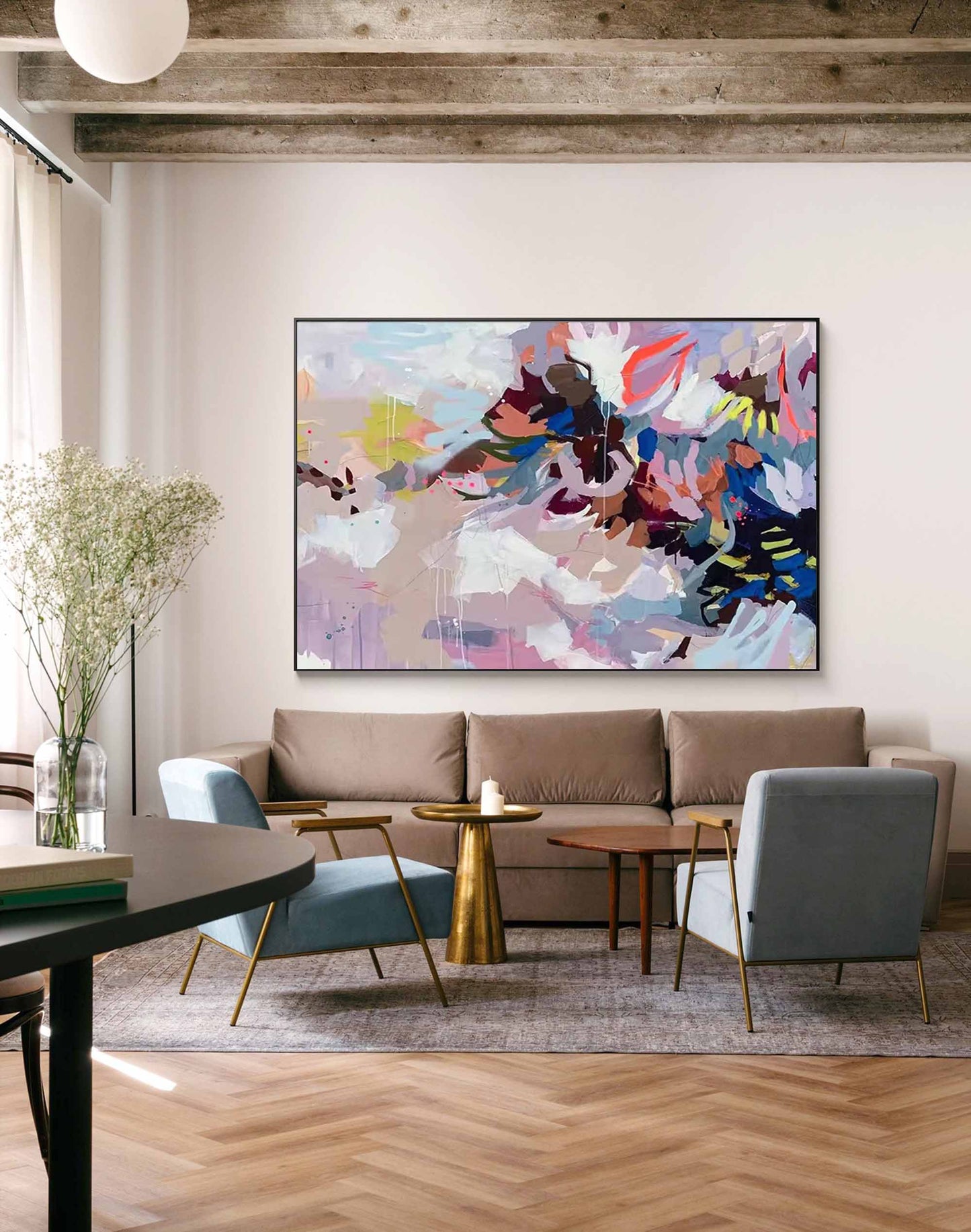 Wild Bloom - Large Floral Wall Art Abstract Colorful Canvas