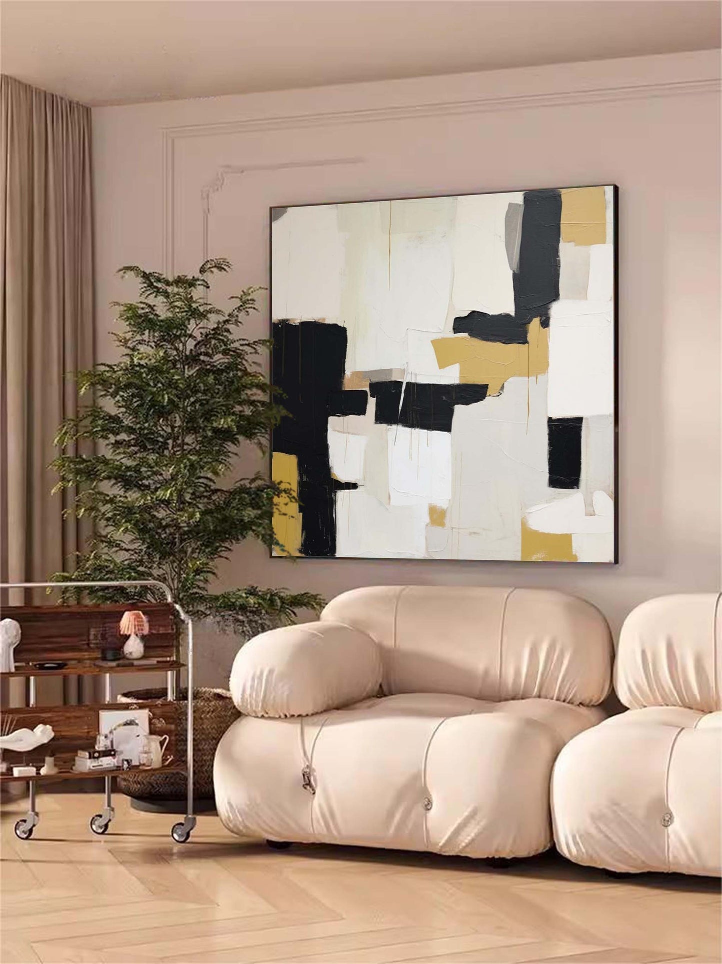 Structure in Ochre - Contemporary Textured Yellow Abstract Painting