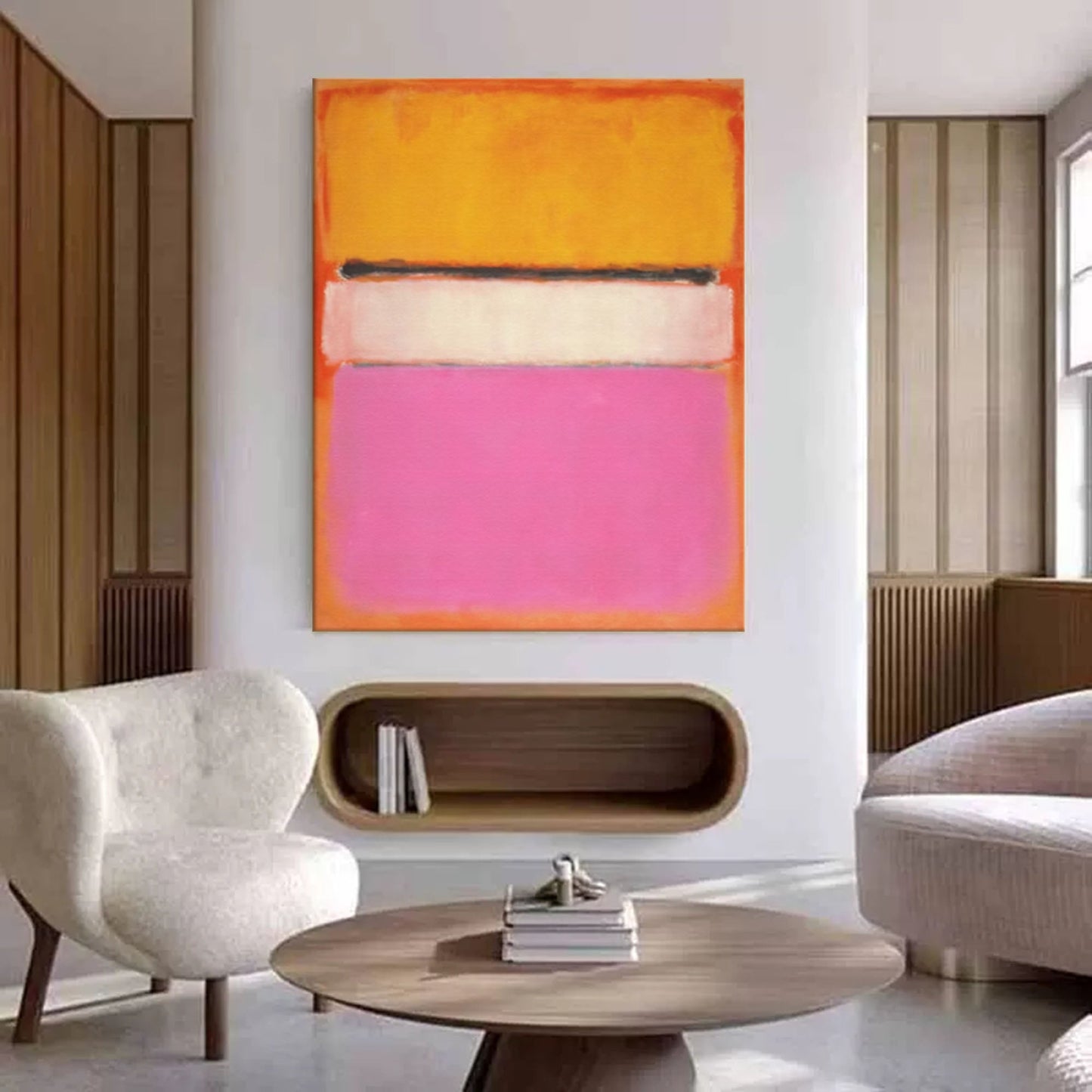 Sunset Glow - Pink and Orange Wall Art Abstract Canvas