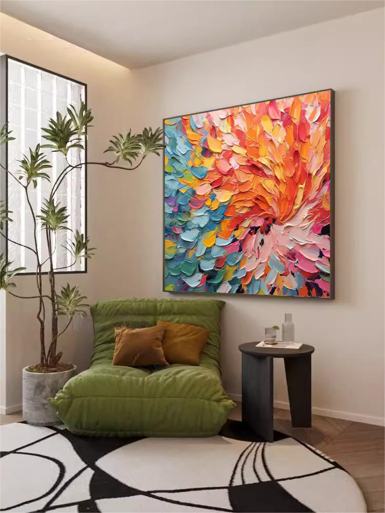 Solar Flare - Vibrant Textured Colorful Art with Impasto Strokes