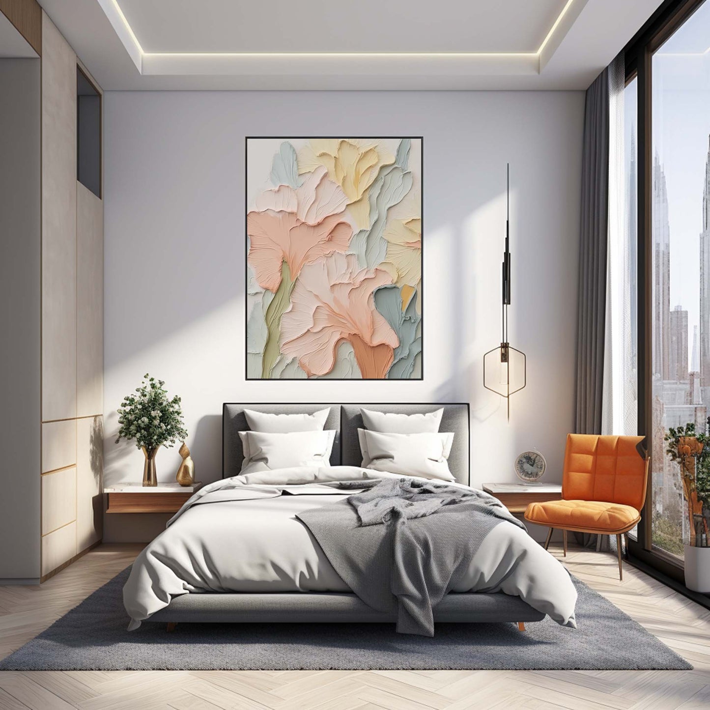 Pastel Garden - Textured Floral Plaster Wall Art in Soft Hues