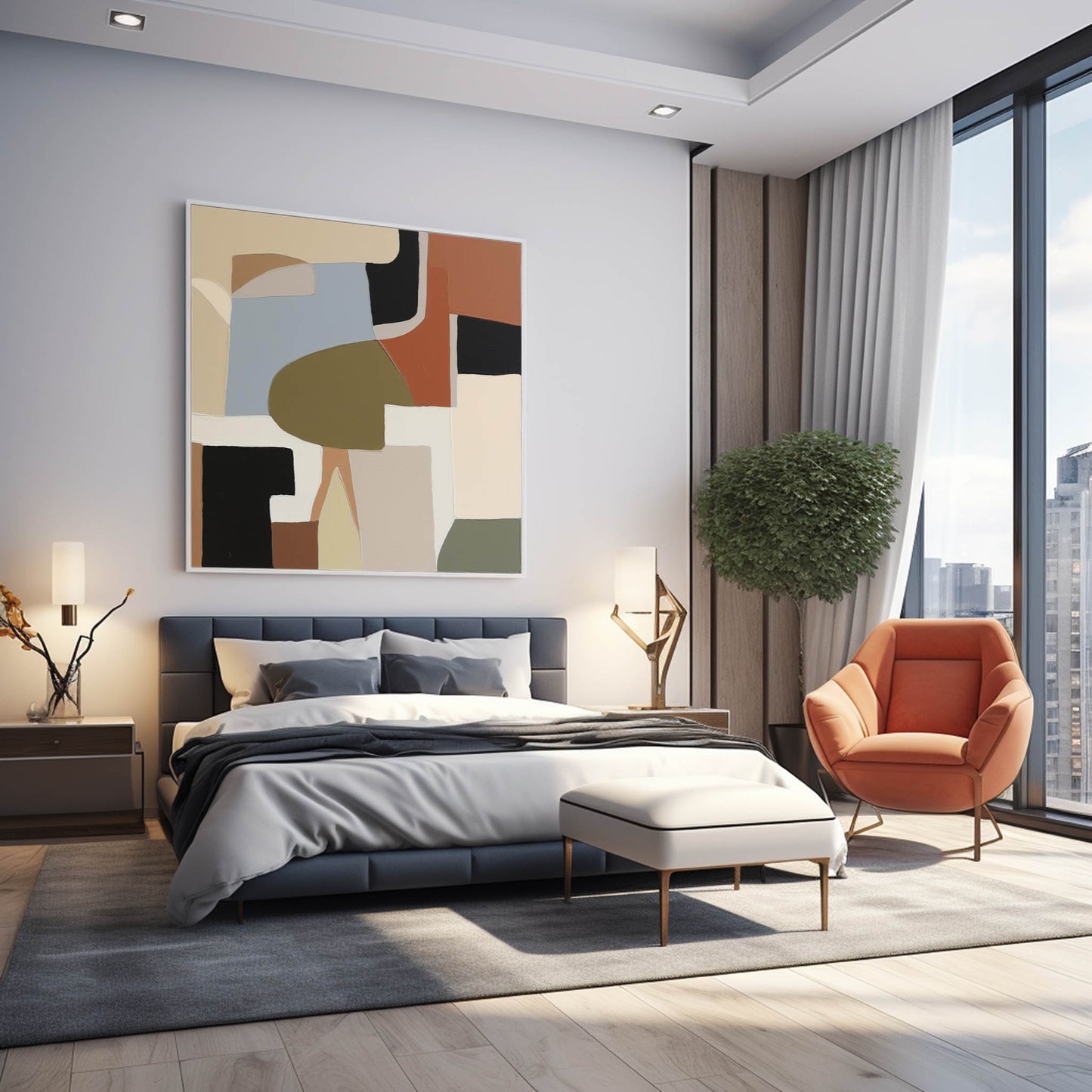 Interlock - Contemporary Black and Grey Abstract Art with Earth Tones