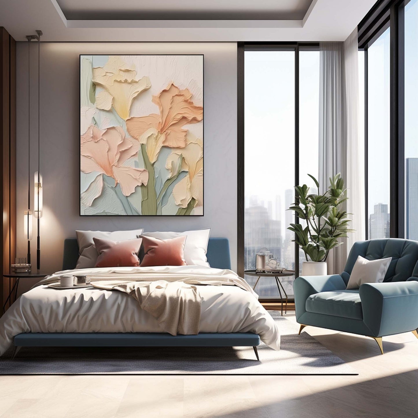 Pastel Blooms - Impasto Textured Floral Painting in Soft Hues