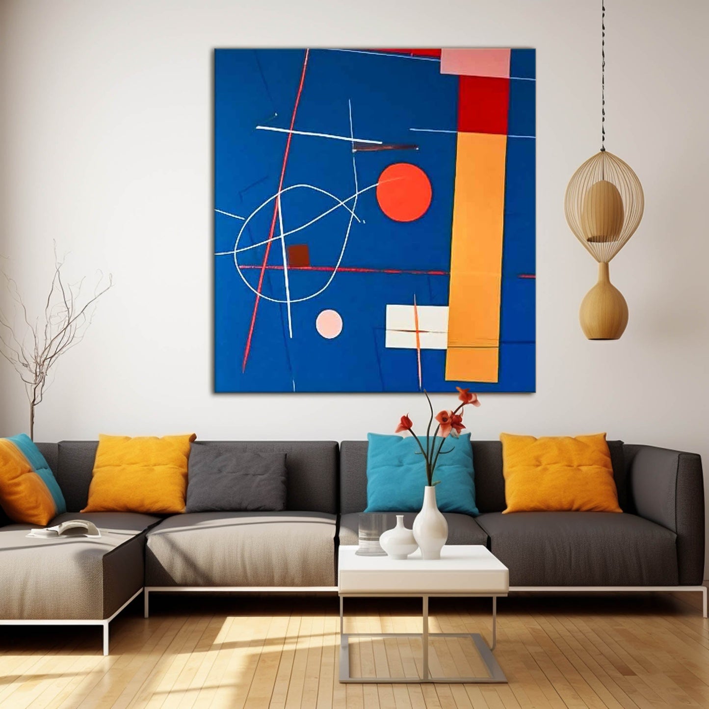 Cosmic Chart - Square Painting Abstract Geometric Canvas