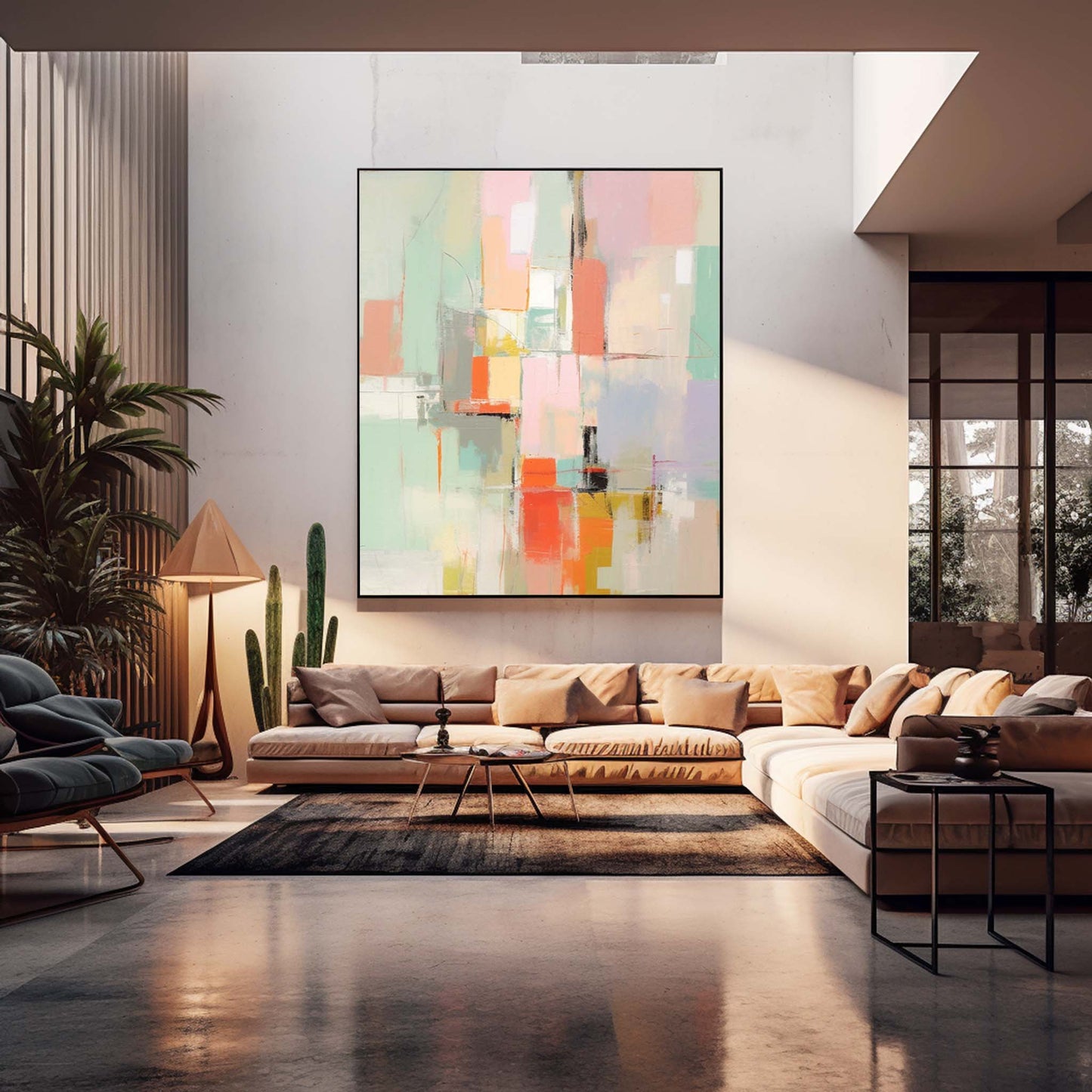 Pastel City - Abstract Cityscape Painting Soft Modern Canvas