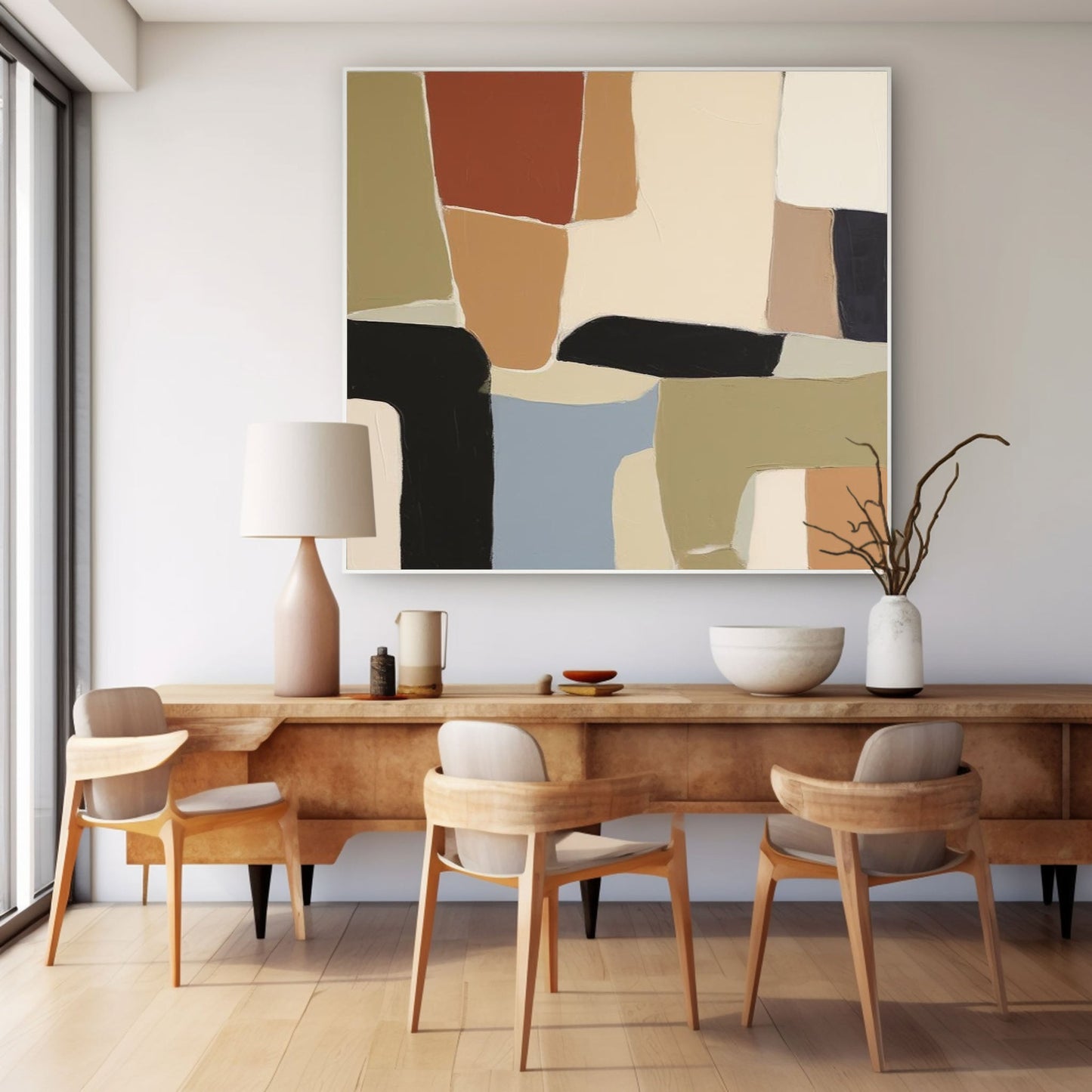 Geo Structure - Modern Minimal Black Abstract Wall Art in Earth Tones