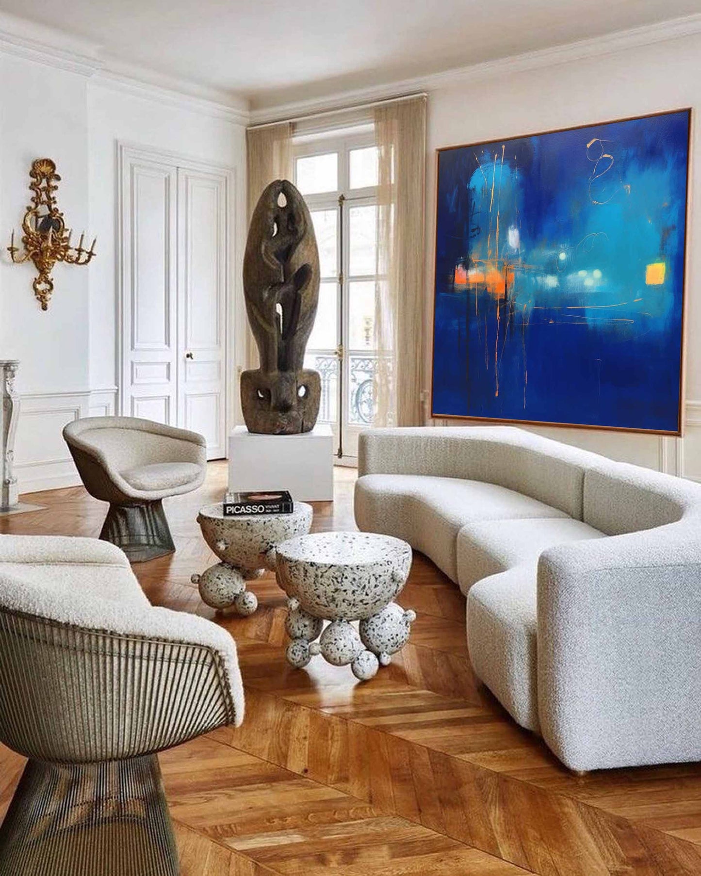 Midnight Reflections - Square Abstract Painting Blue Canvas Art