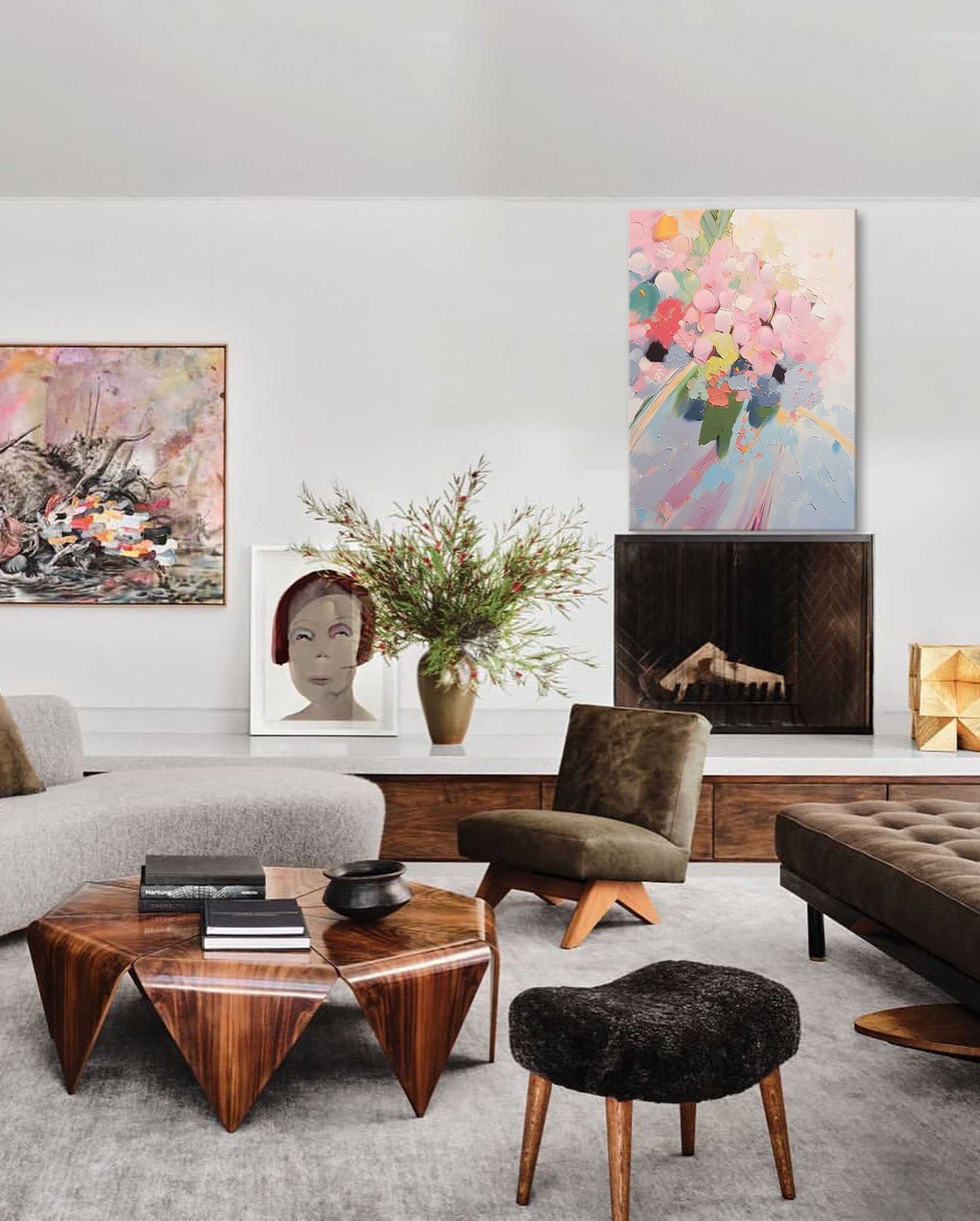 Pastel Dreams - Whimsical Hydrangea Wall Art, Textured Floral Painting