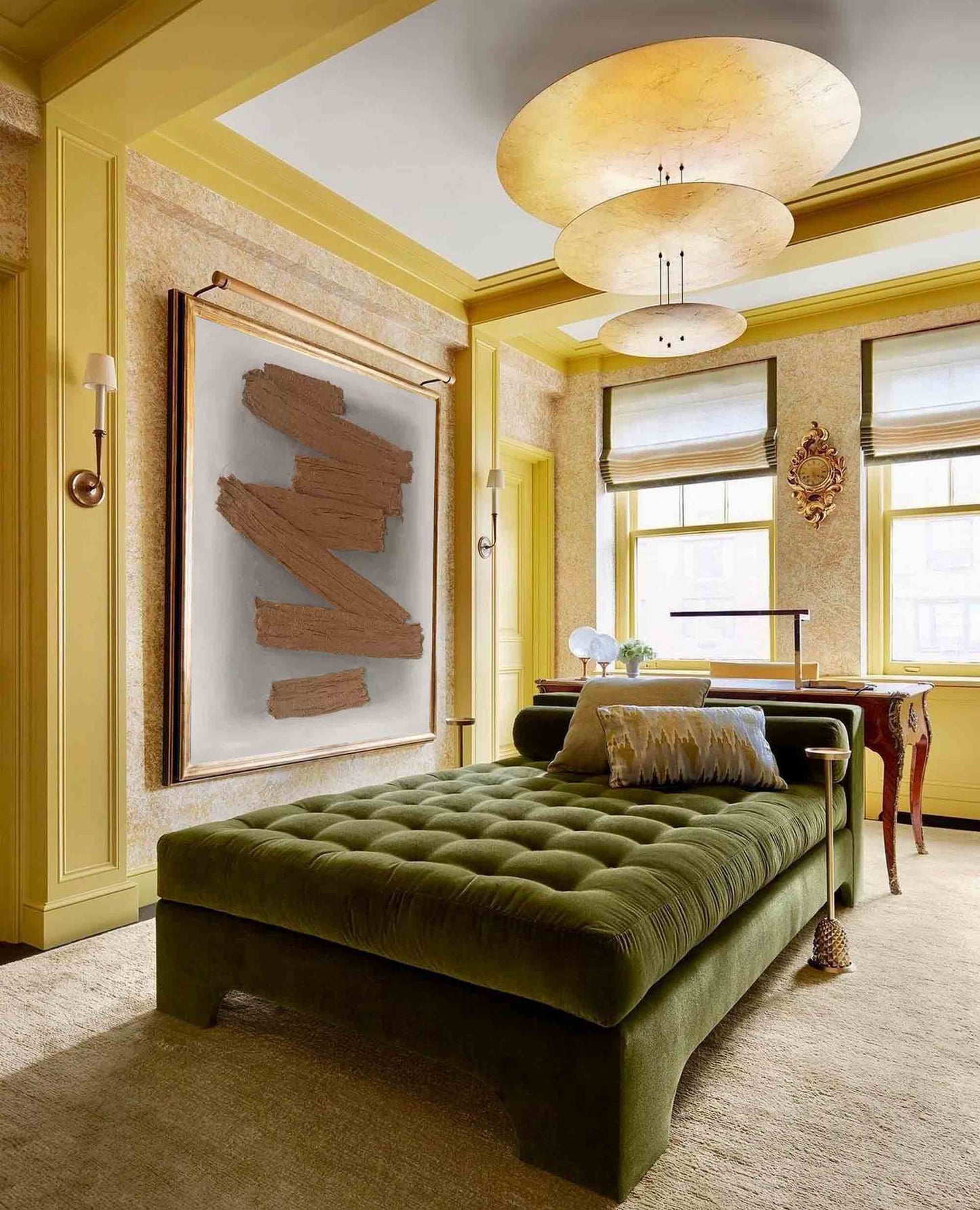 Earth Bands - Abstract Brown Painting, Minimalist Textured Canvas