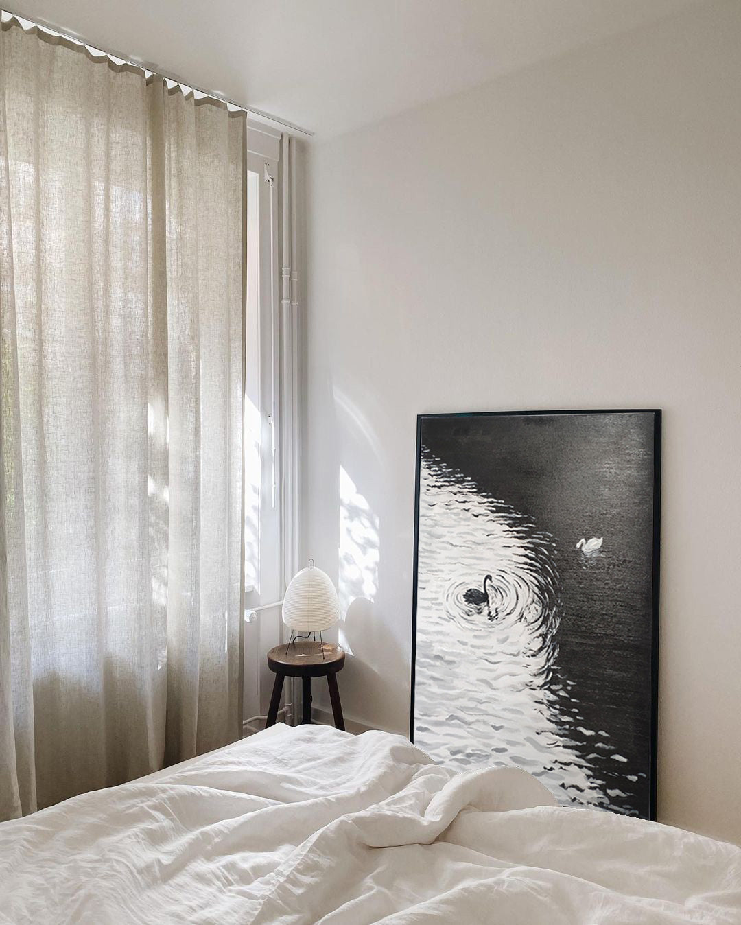 Duality - Black and White Art Paintings of Swans on Water