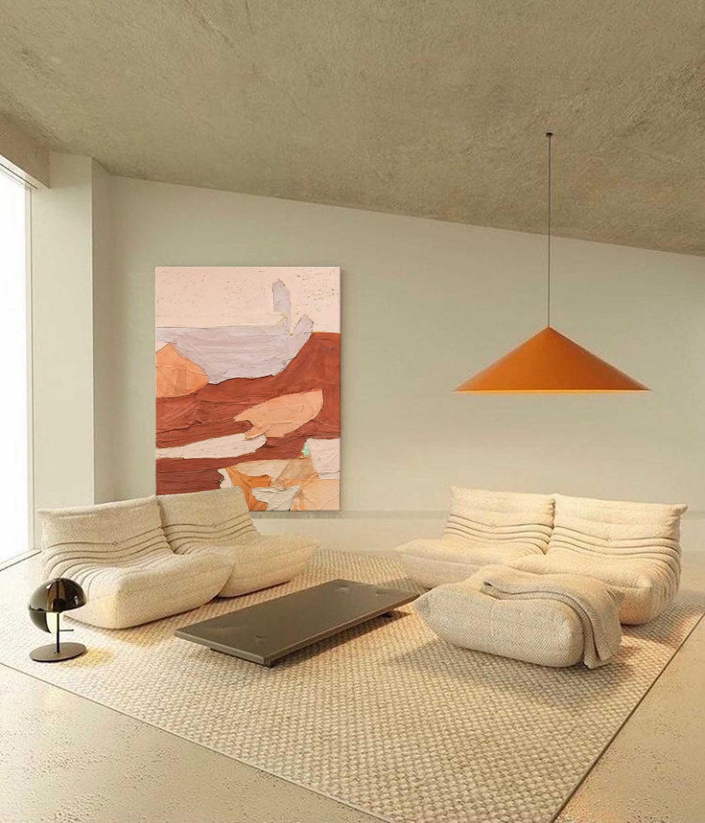 Terracotta Peaks - Abstract Mountain Art, Textured Earth Tone Painting