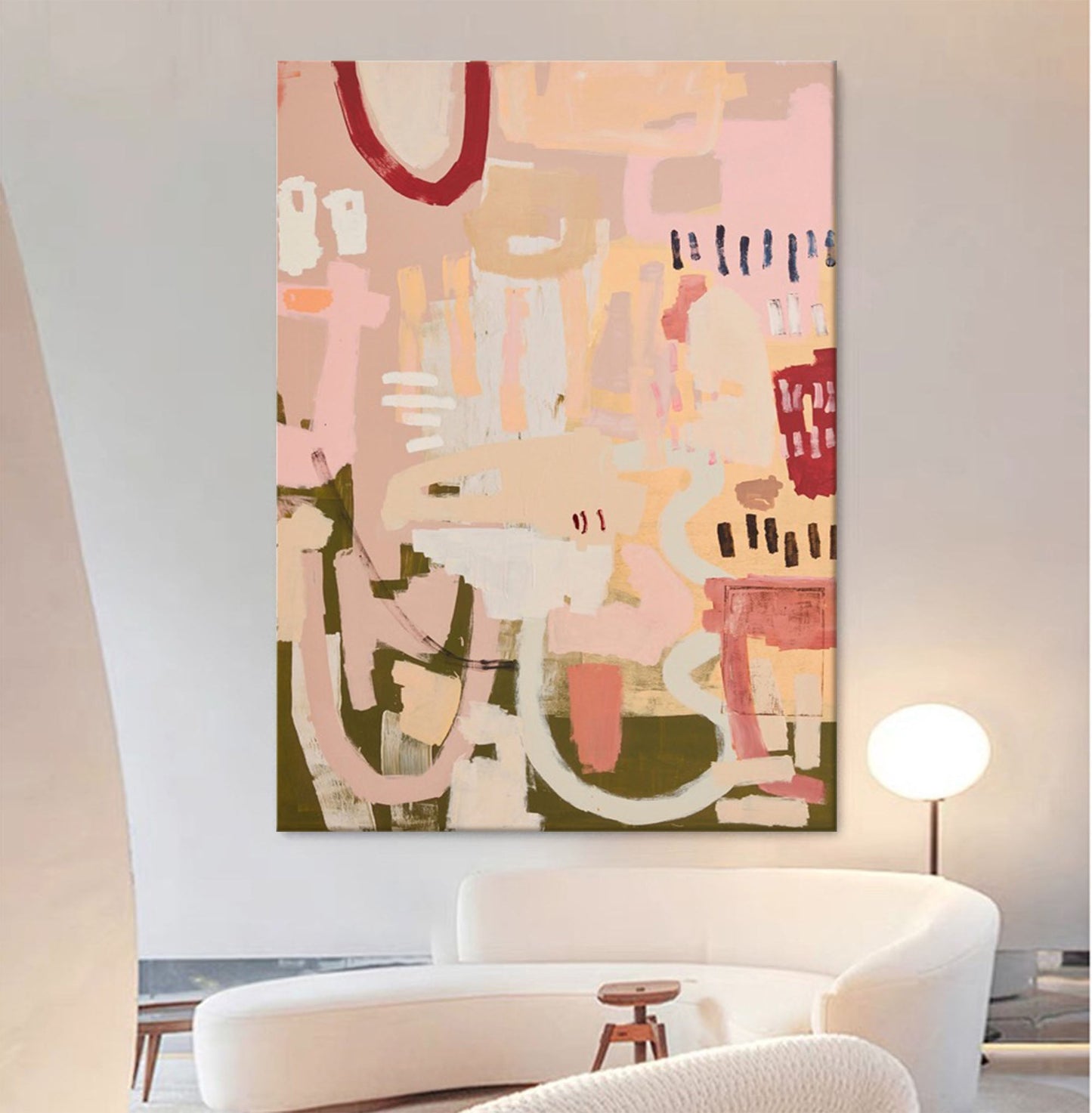 Blushing Chaos - Pink Abstract Wall Art Modern Canvas Painting