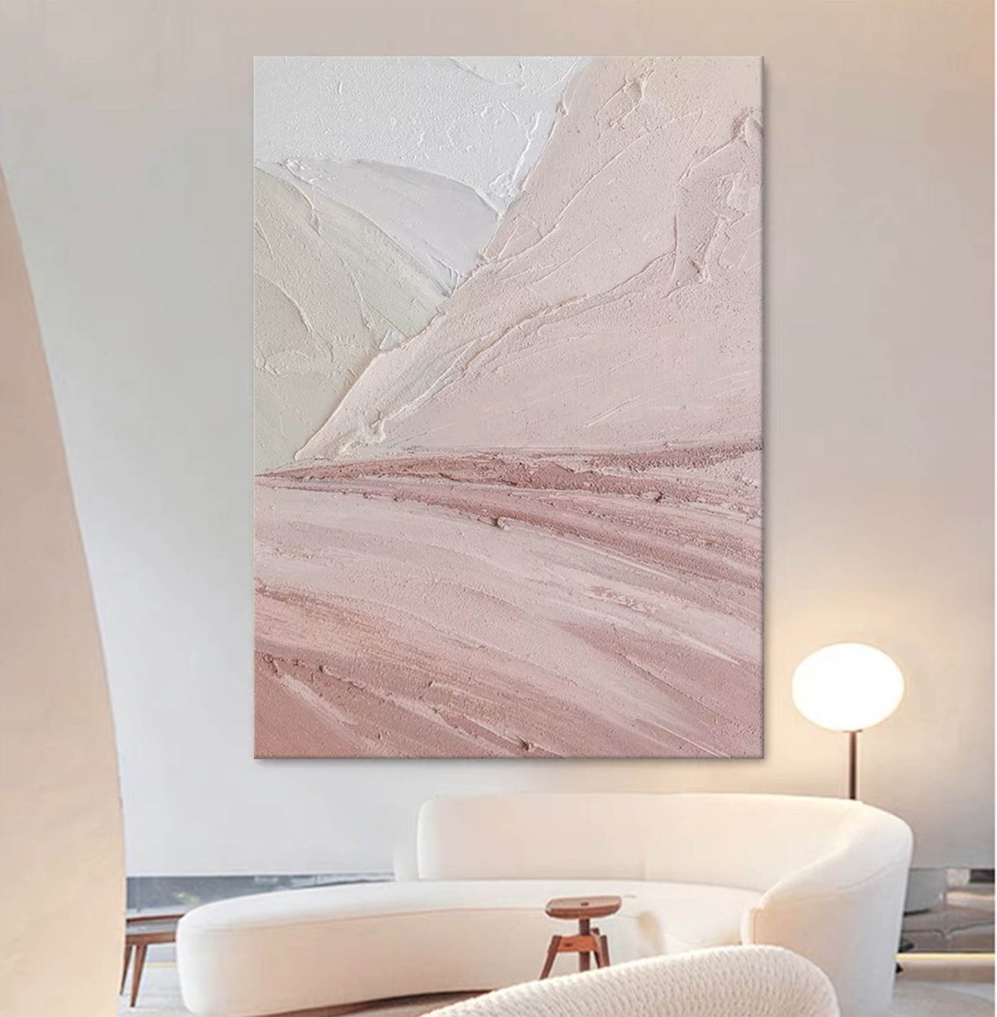 Blush Horizons - Pink Textured Wall Art Abstract Landscape Painting