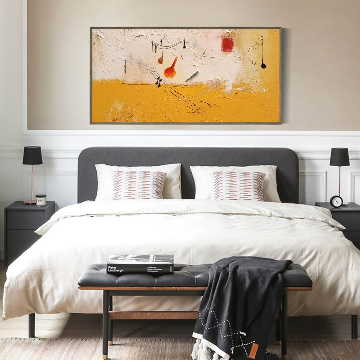 Golden Harmony - Textured Abstract Music Painting