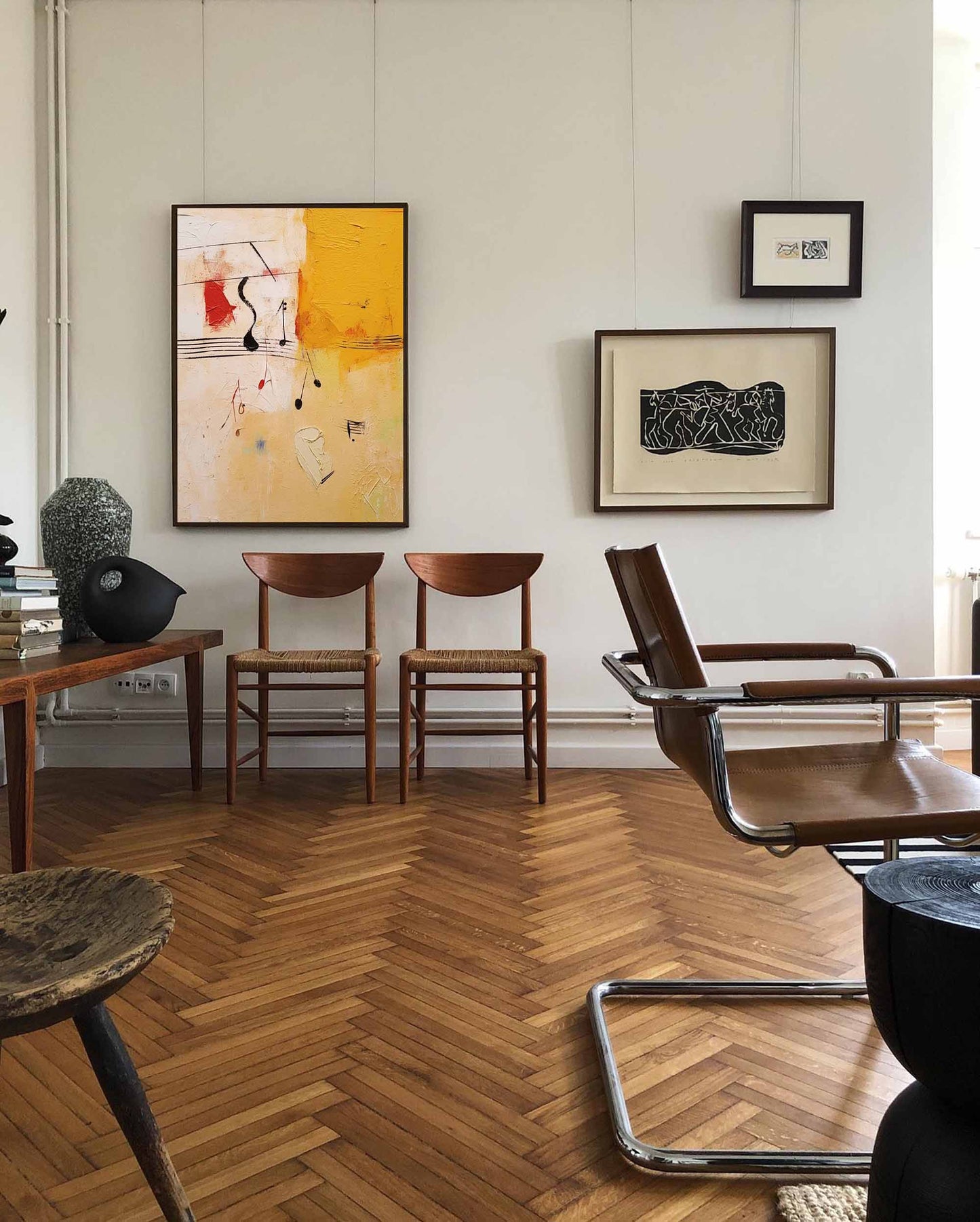 Rhapsody in Yellow - Abstract Musical Art, Red and Yellow Painting