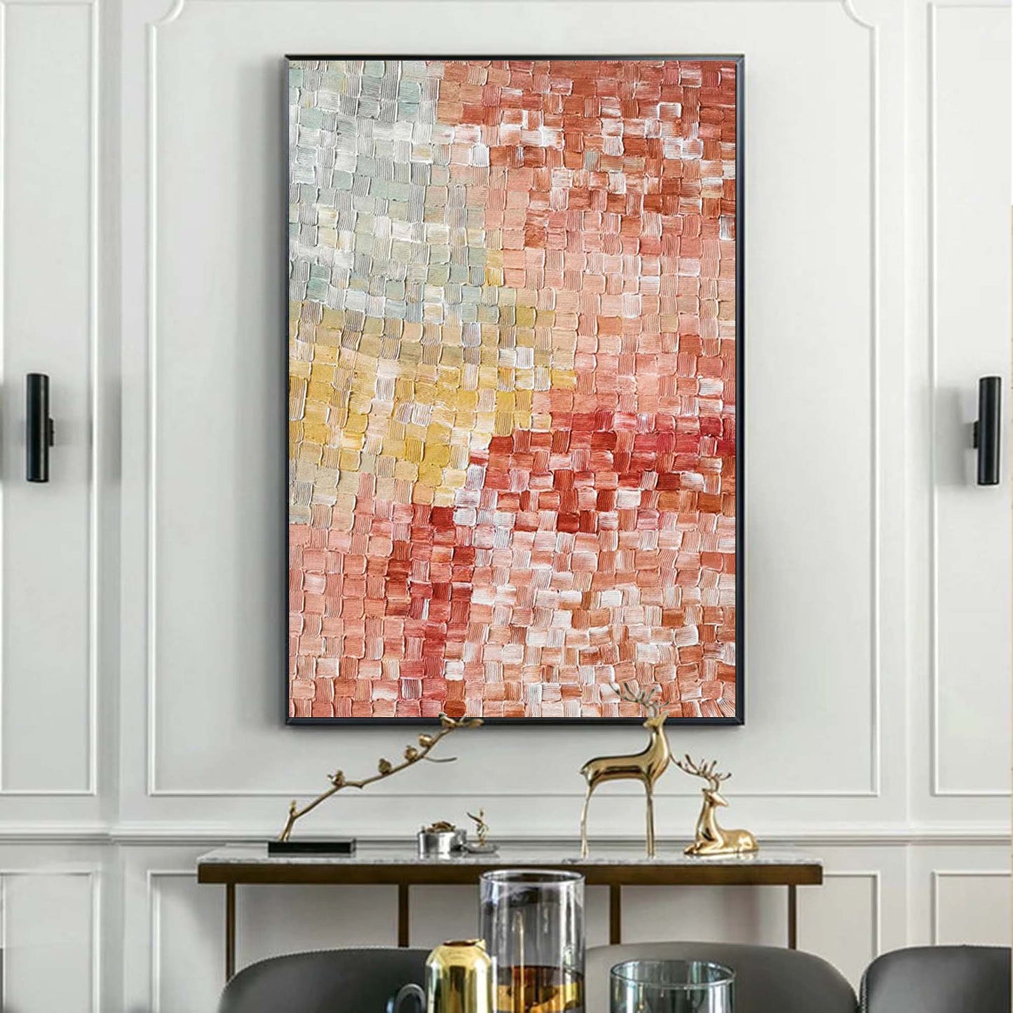 Woven Earth - Terracotta Mosaic Wall Art Textured Canvas