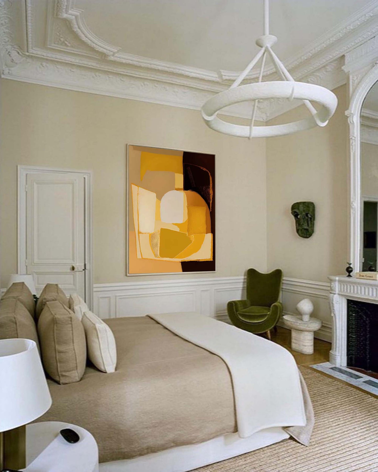 Ochre Earth - Bold Brown Abstract Wall Art with Yellow Accents