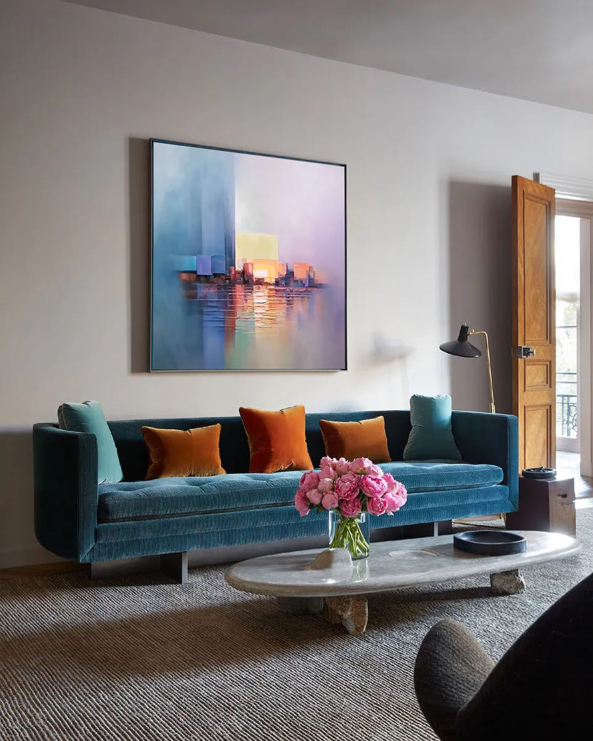 Harbor Lights - Impressionistic Cityscape Oil Painting, Abstract Urban Wall Art