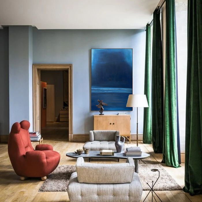 Midnight Horizon - Minimalist Dark Ocean Painting in Deep Blue