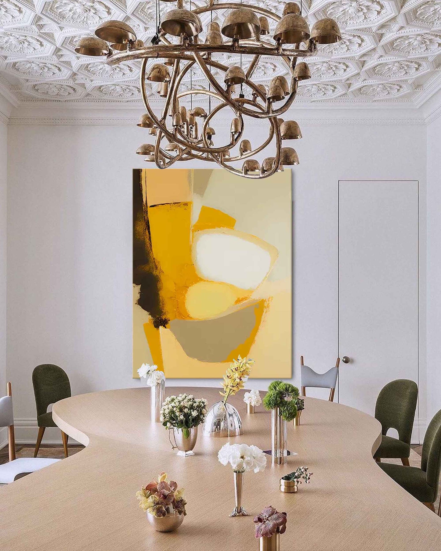 Golden Balance - Modern Yellow Art with Neutral Taupe Accents