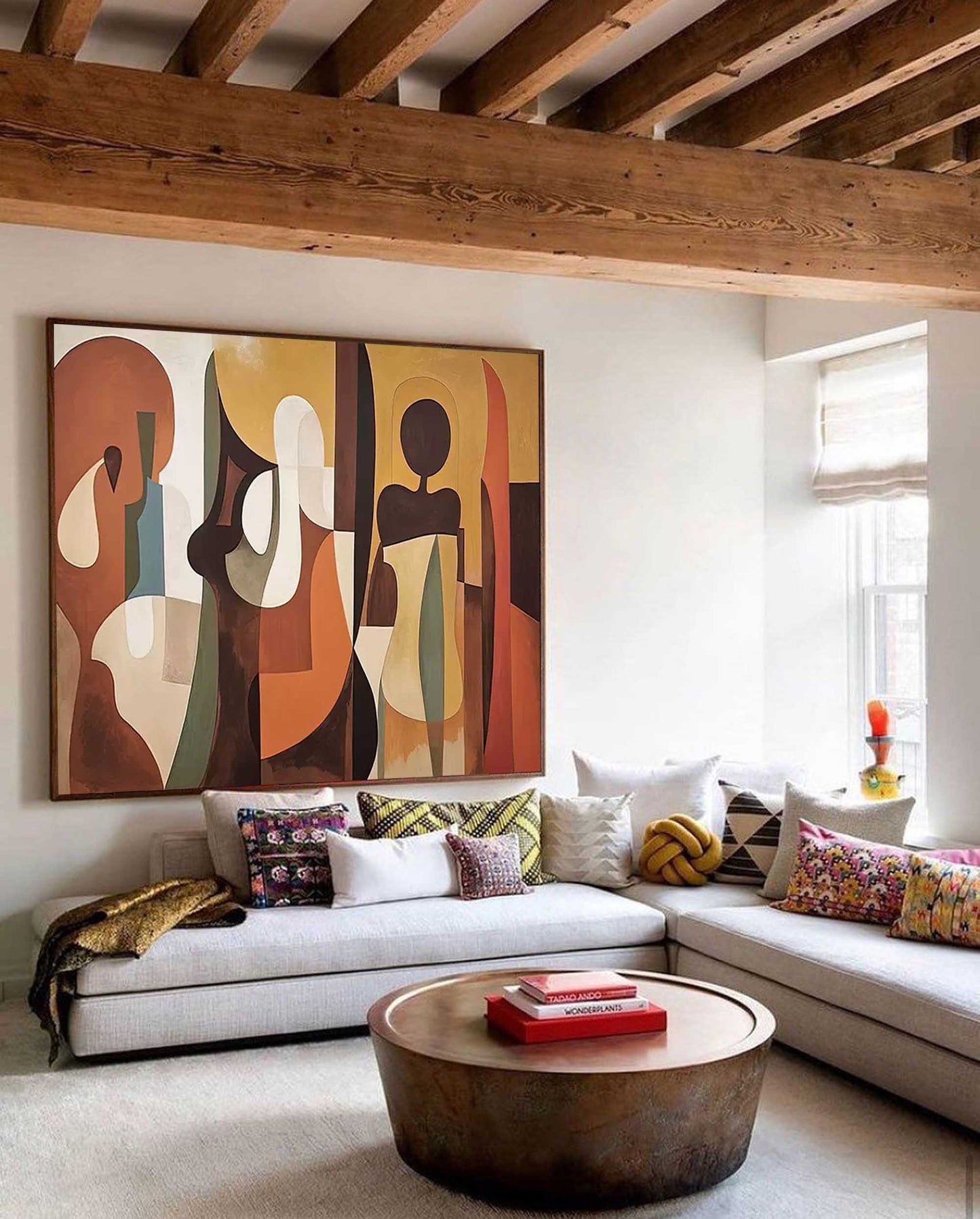 The Gathering - Figurative Abstract African Wall Art in Earth Tones