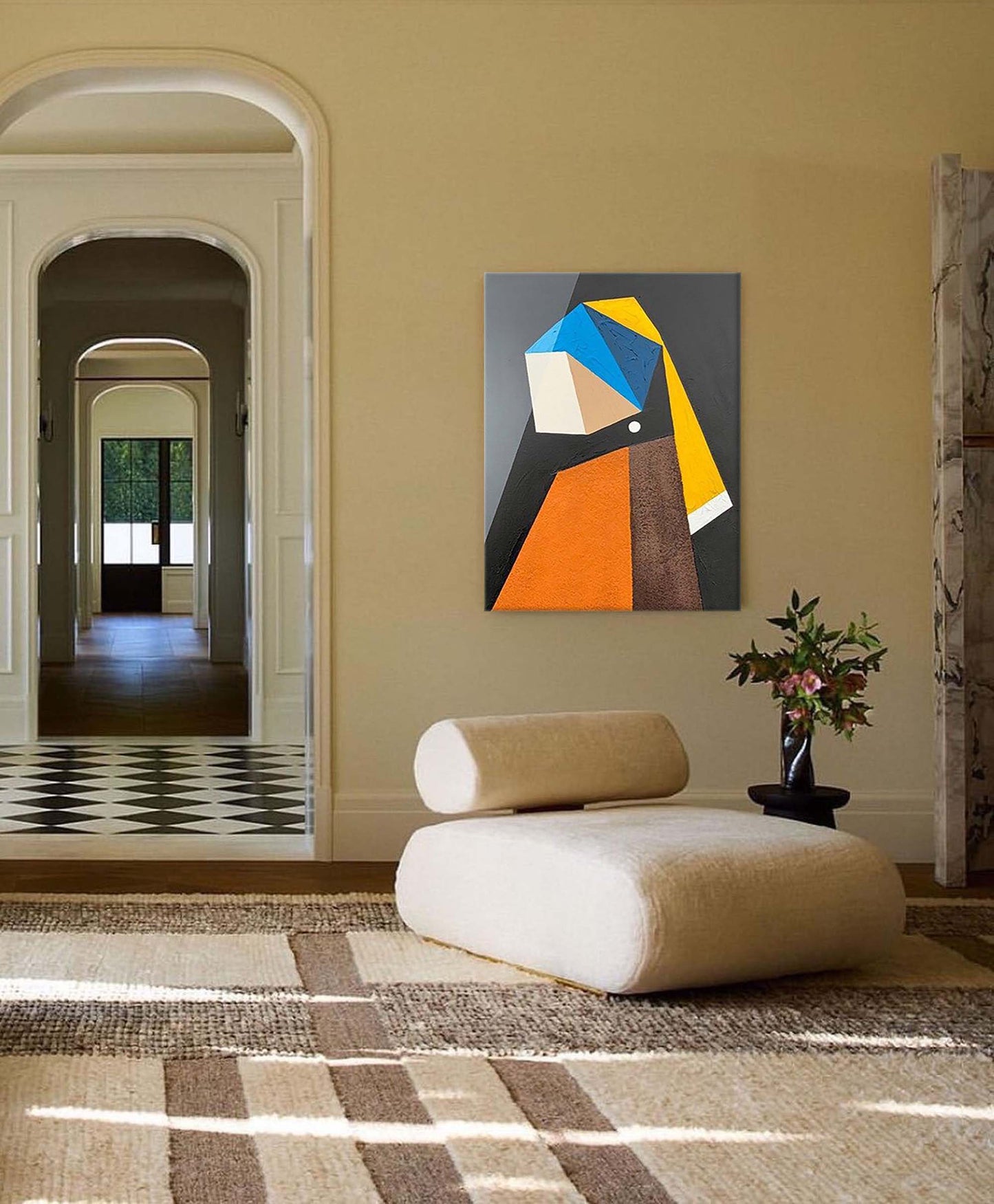 Geometric Pearl - Modern Cubist Style Geometric Wall Art Canvas