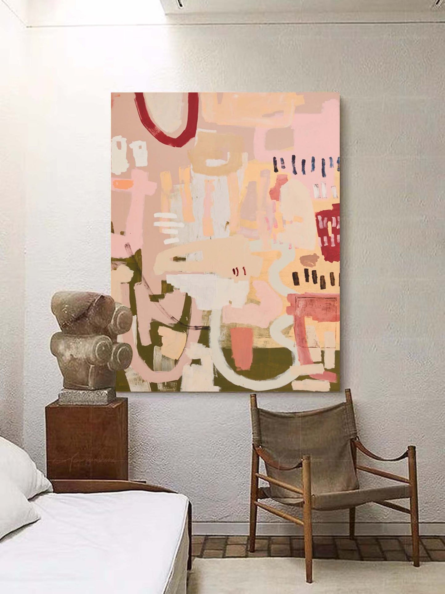 Blushing Chaos - Pink Abstract Wall Art Modern Canvas Painting