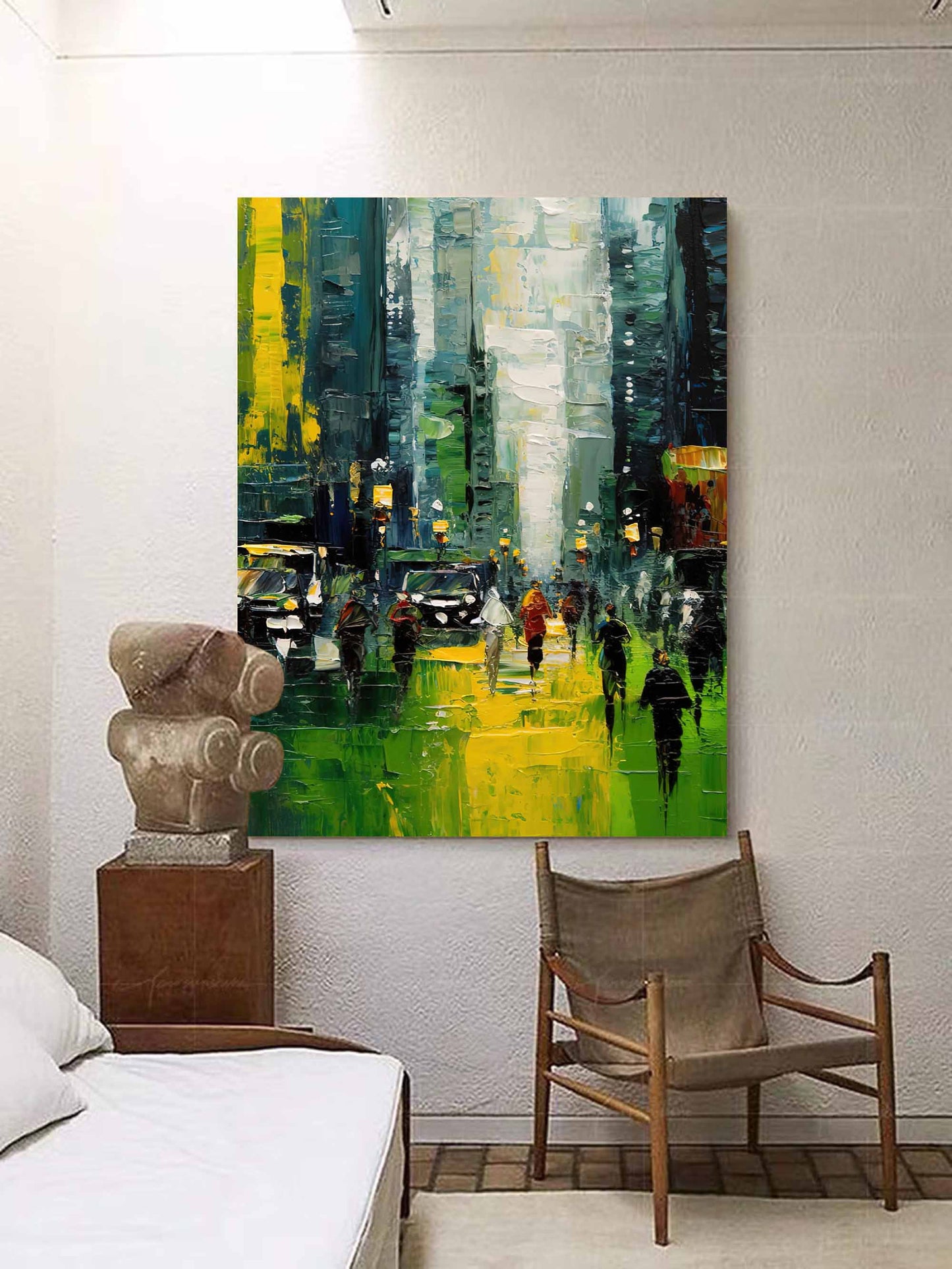 City Rain - Modern Wall Art for Living Room Abstract Cityscape Canvas