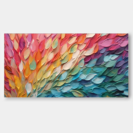 Rainbow Cascade - Vibrant Textured Horizontal Wall Art