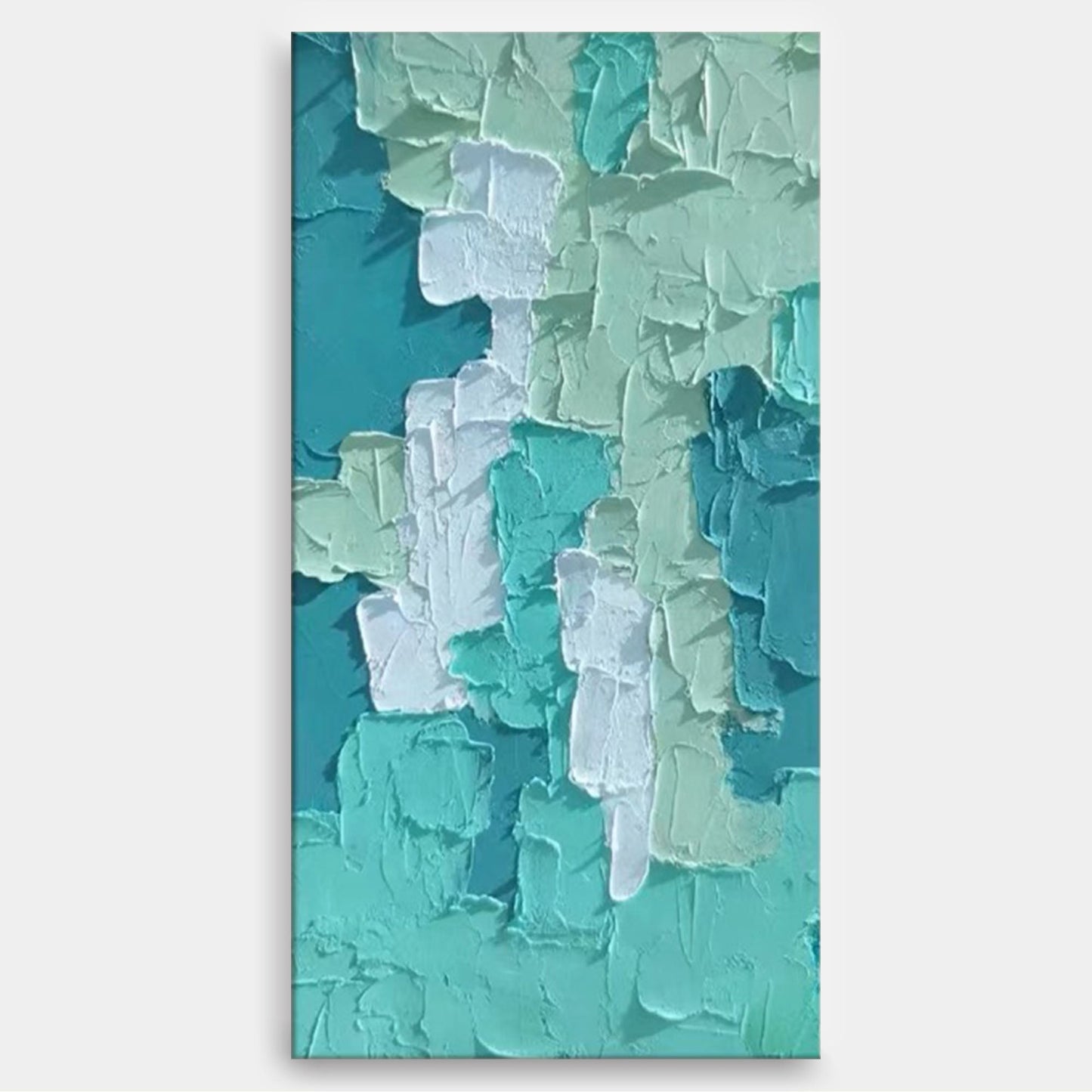 Glacier Path - Teal Wall Art Textured Vertical Abstract