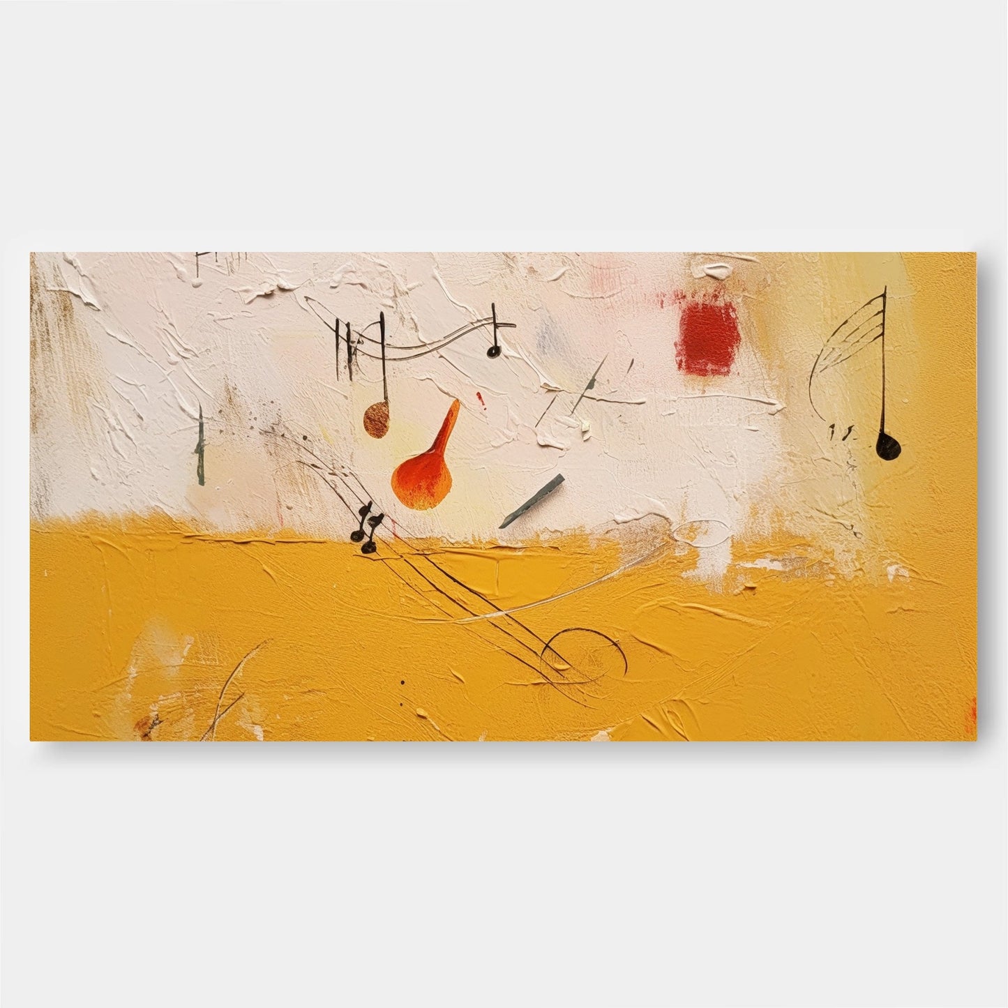 Golden Harmony - Textured Abstract Music Painting
