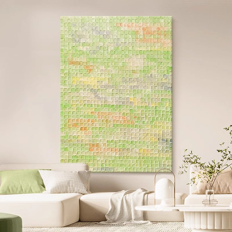 Serene Meadow - Calming Green Abstract Art, Heavy Texture Painting