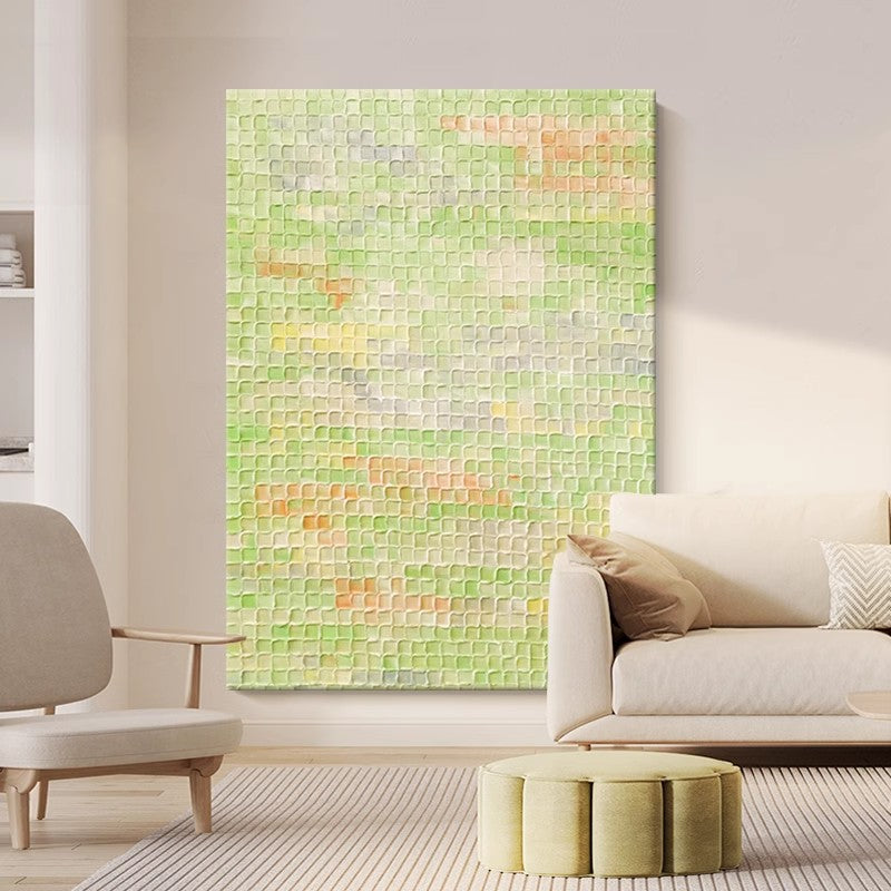 Serene Meadow - Calming Green Abstract Art, Heavy Texture Painting