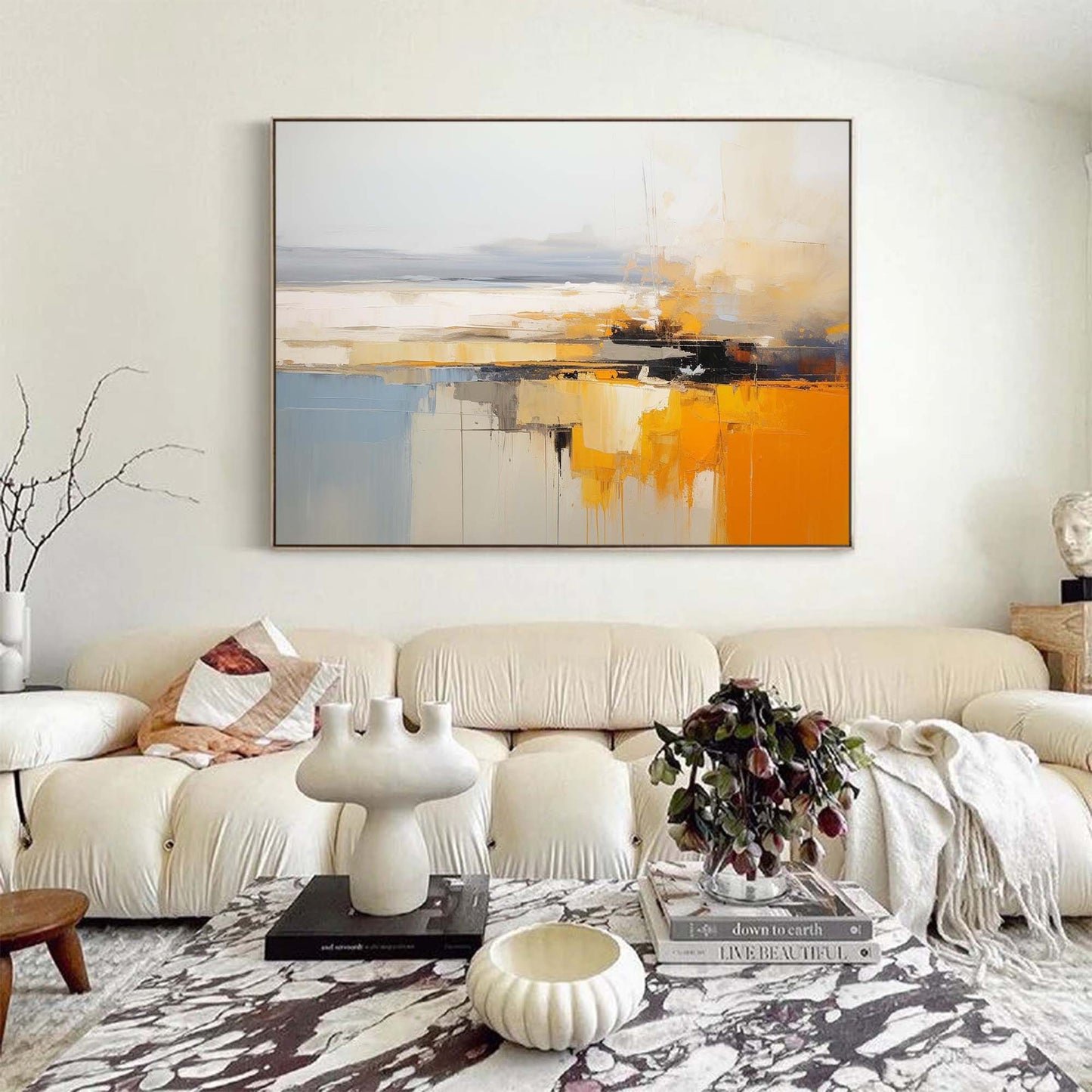 Horizon Block - Orange Wall Art Abstract Landscape Canvas
