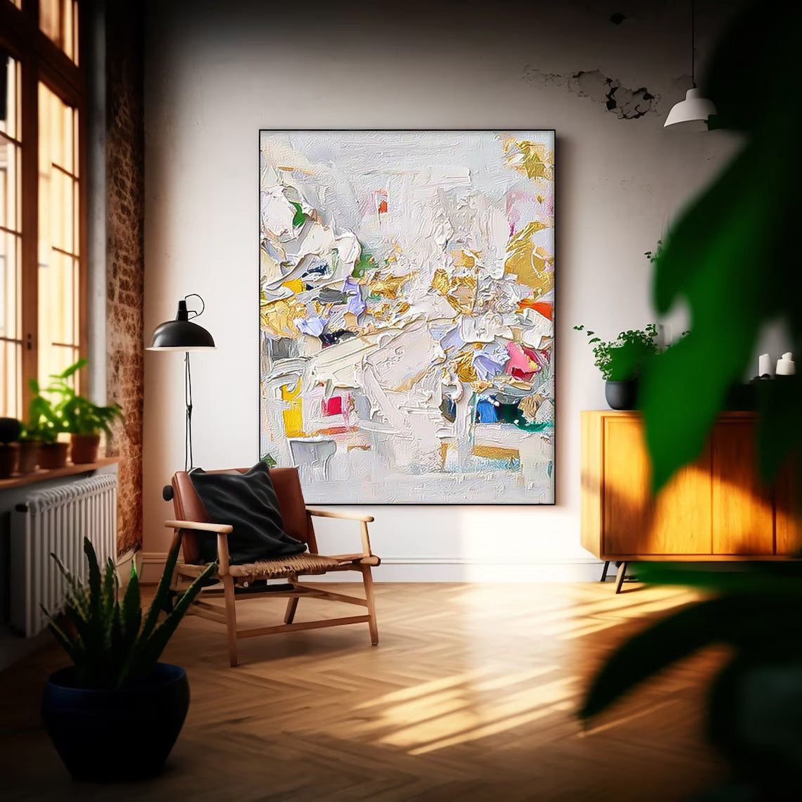 Urban Fragments - Modern Textured Wall Art with Gold Accents