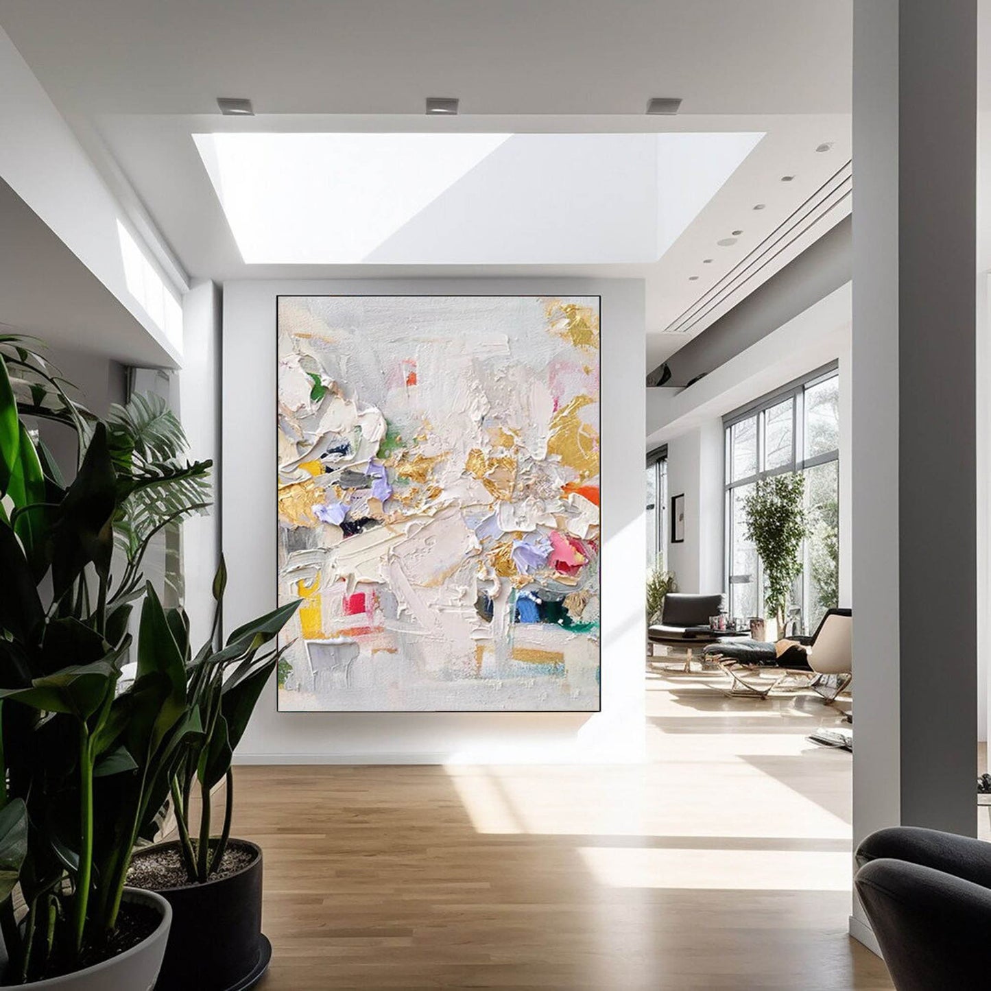 Urban Fragments - Modern Textured Wall Art with Gold Accents