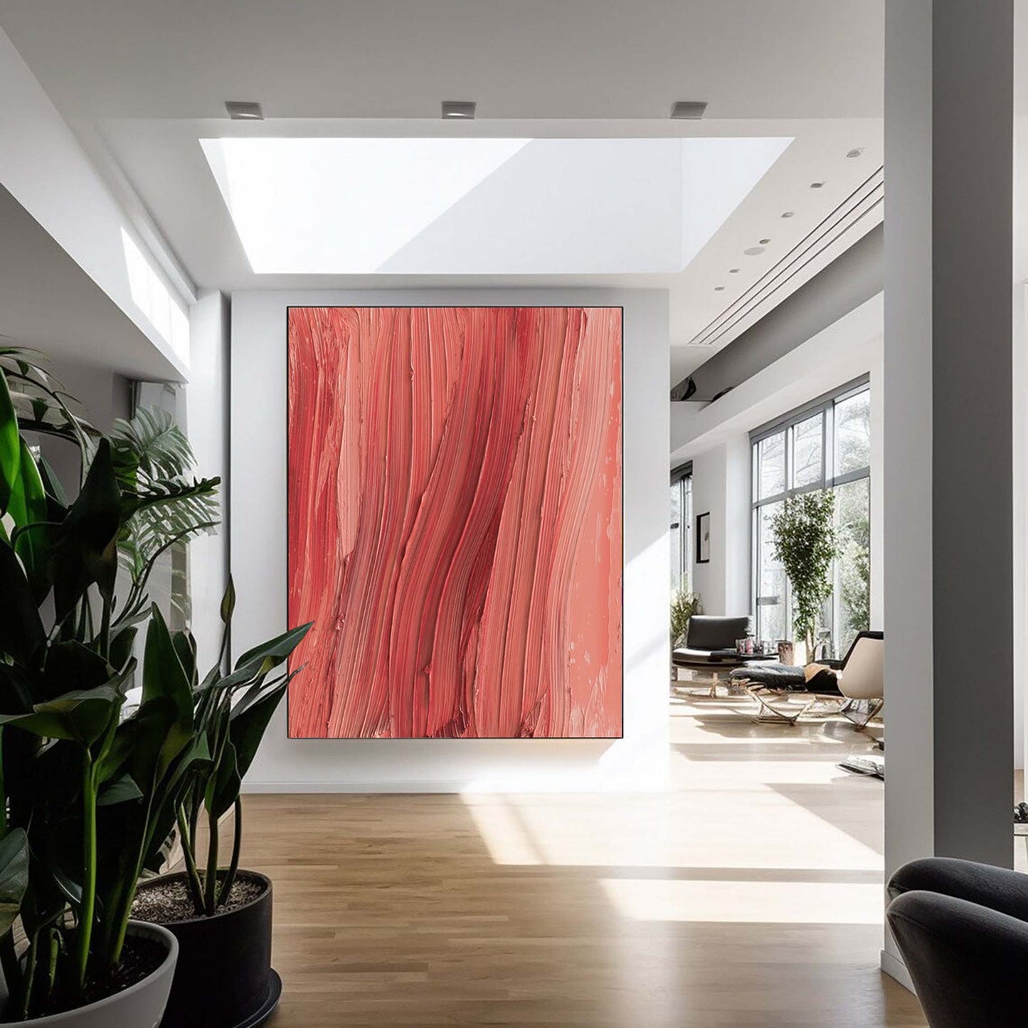 Crimson Flow - Abstract Red Textured Paint on Canvas