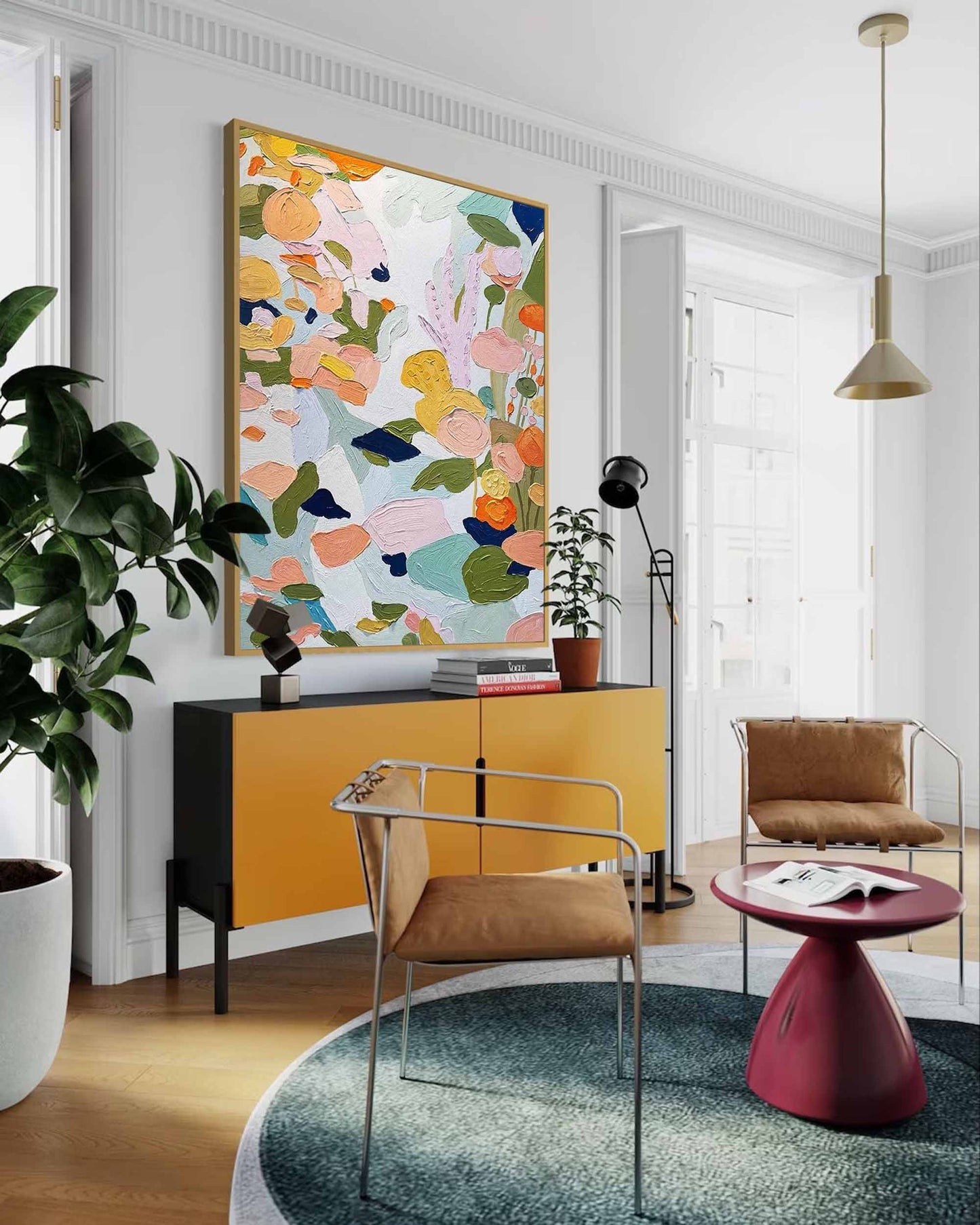 Garden Party - Abstract Botanical Wall Art, Colorful Textured Flower Painting