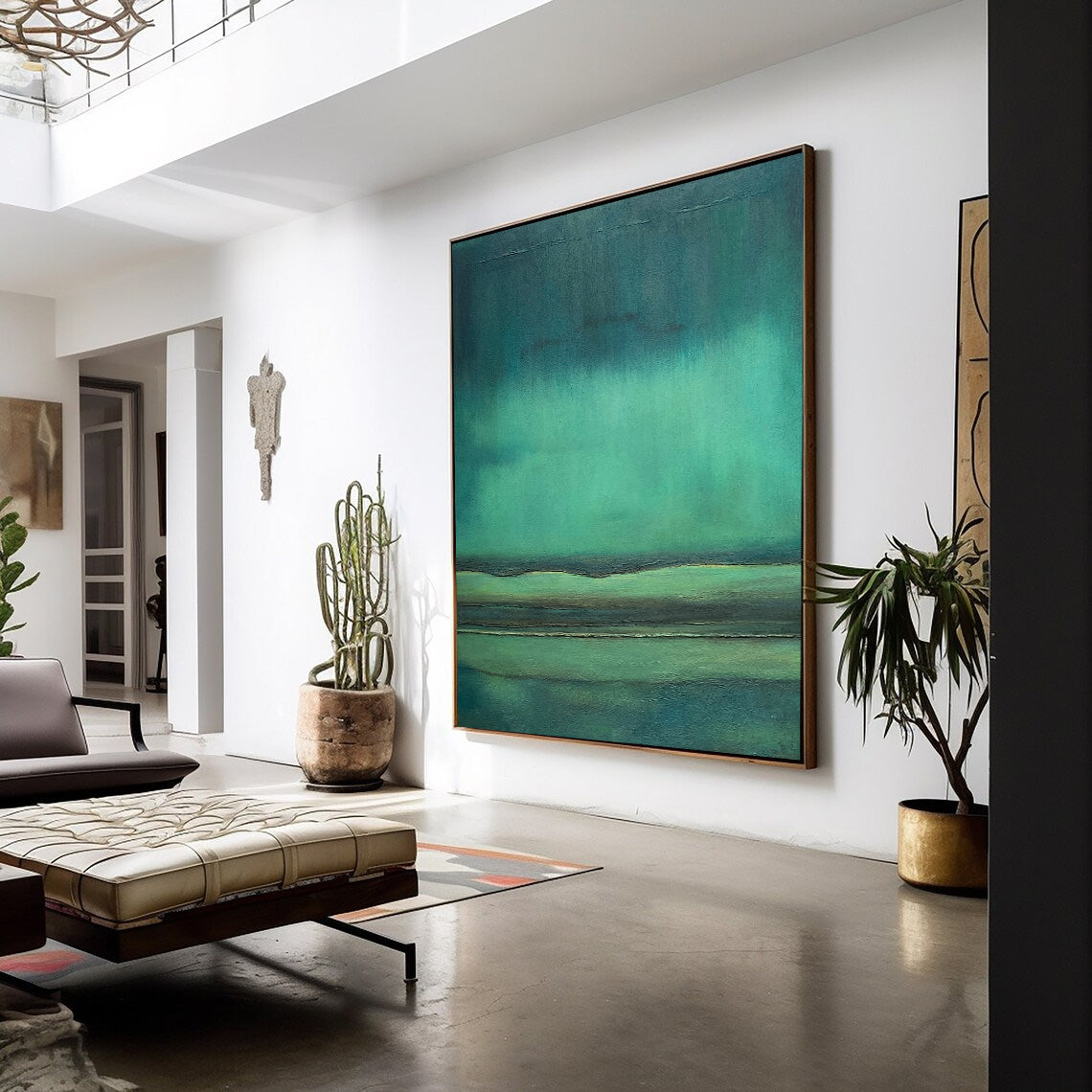 Horizon Depths - Moody Teal Deep Ocean Painting