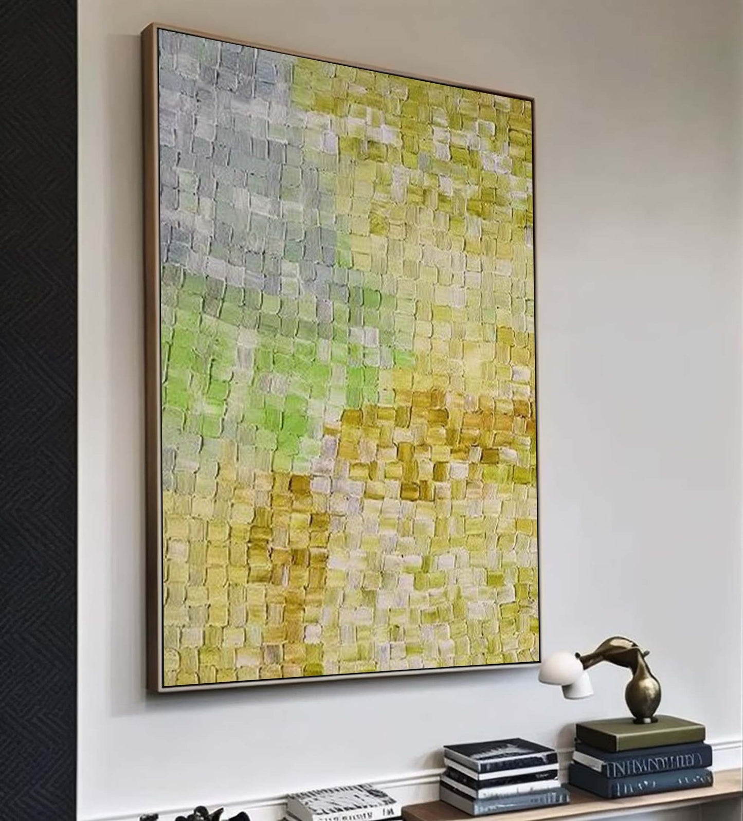 Meadow Weave - Calming Green and Gray Texture Painting