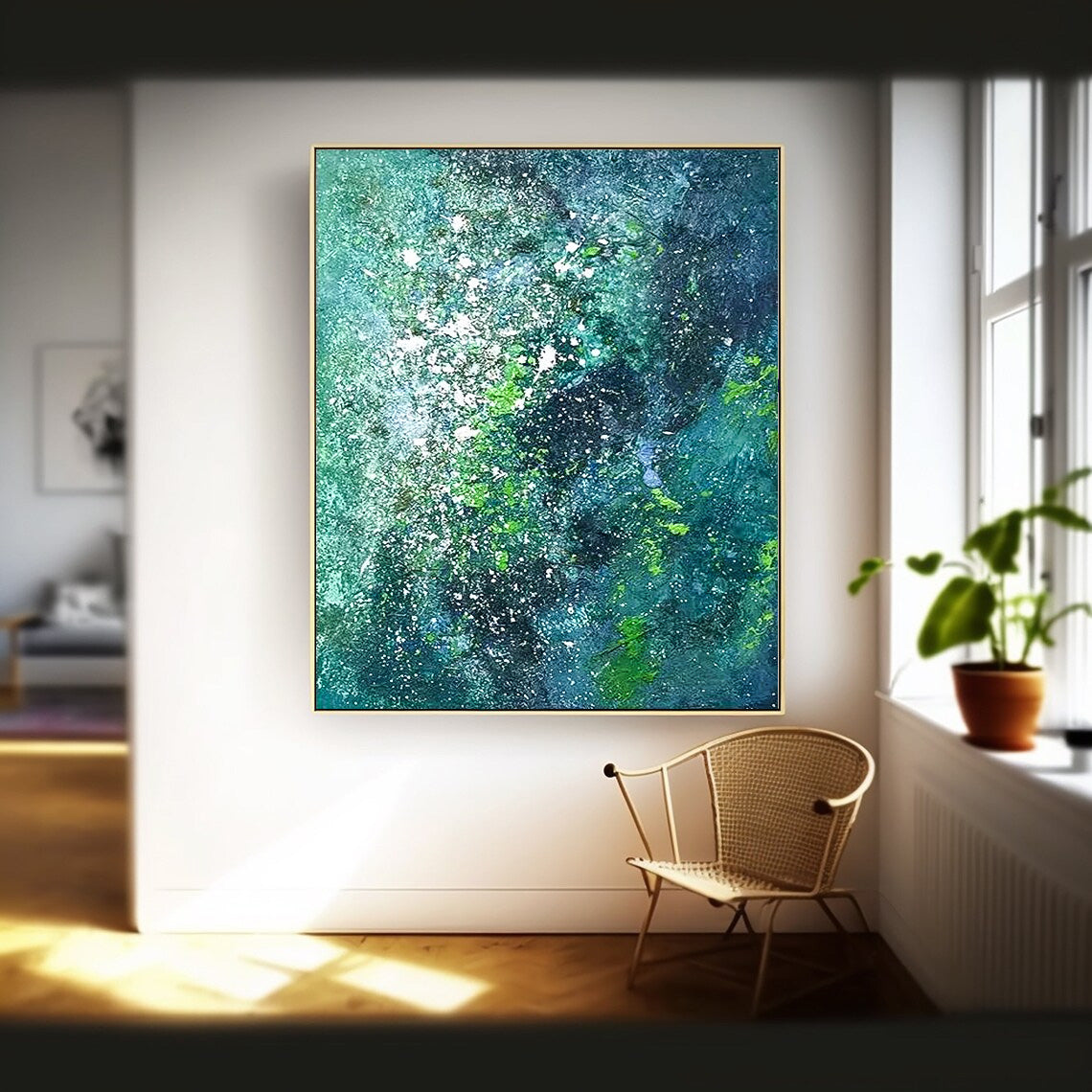 Deepwater Bloom - Textured Ocean Abstract Painting in Blue and Green