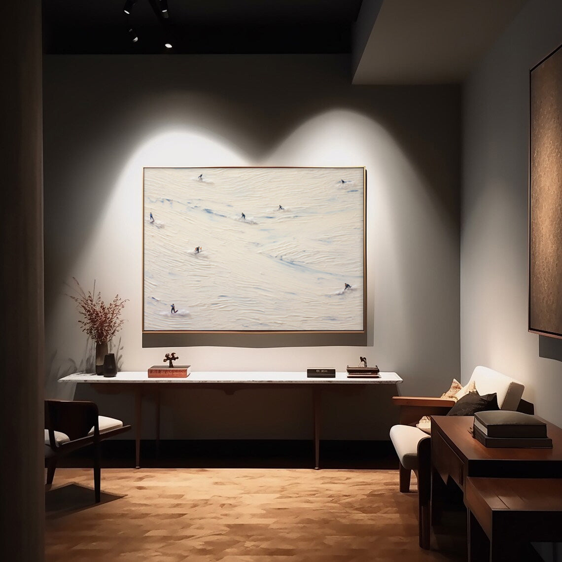 First Tracks - Panoramic Skiing Art and Textured Mountain Painting