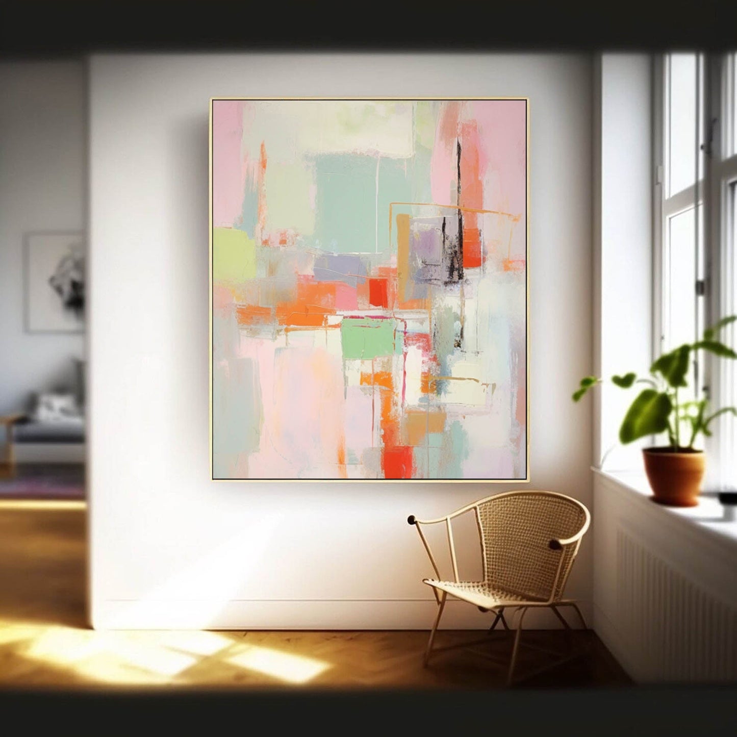 Pastel Cityscape - Geometric Wall Art Soft Abstract Painting
